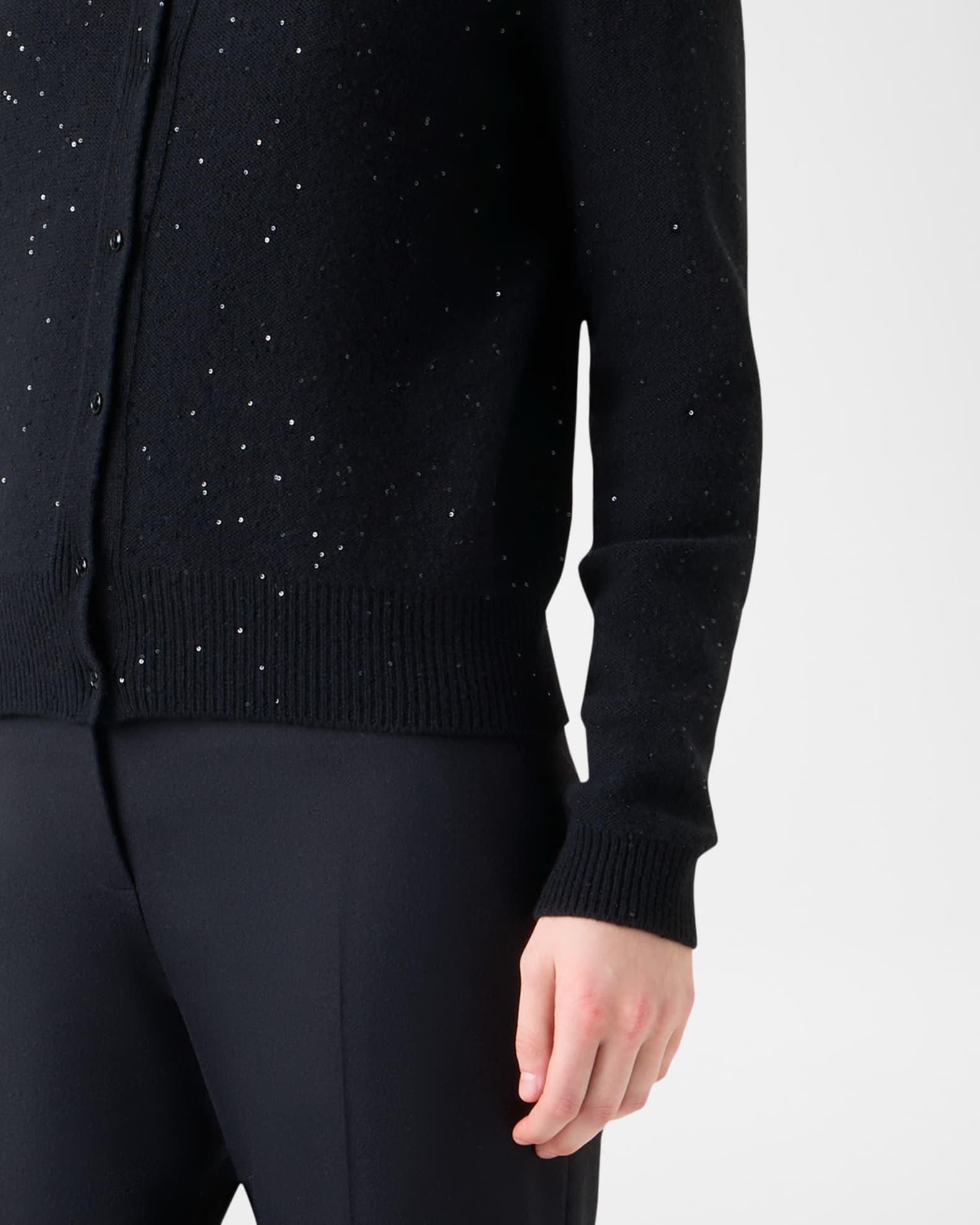 Paillette Wool-Cashmere Knit Crewneck Cardigan Product Image