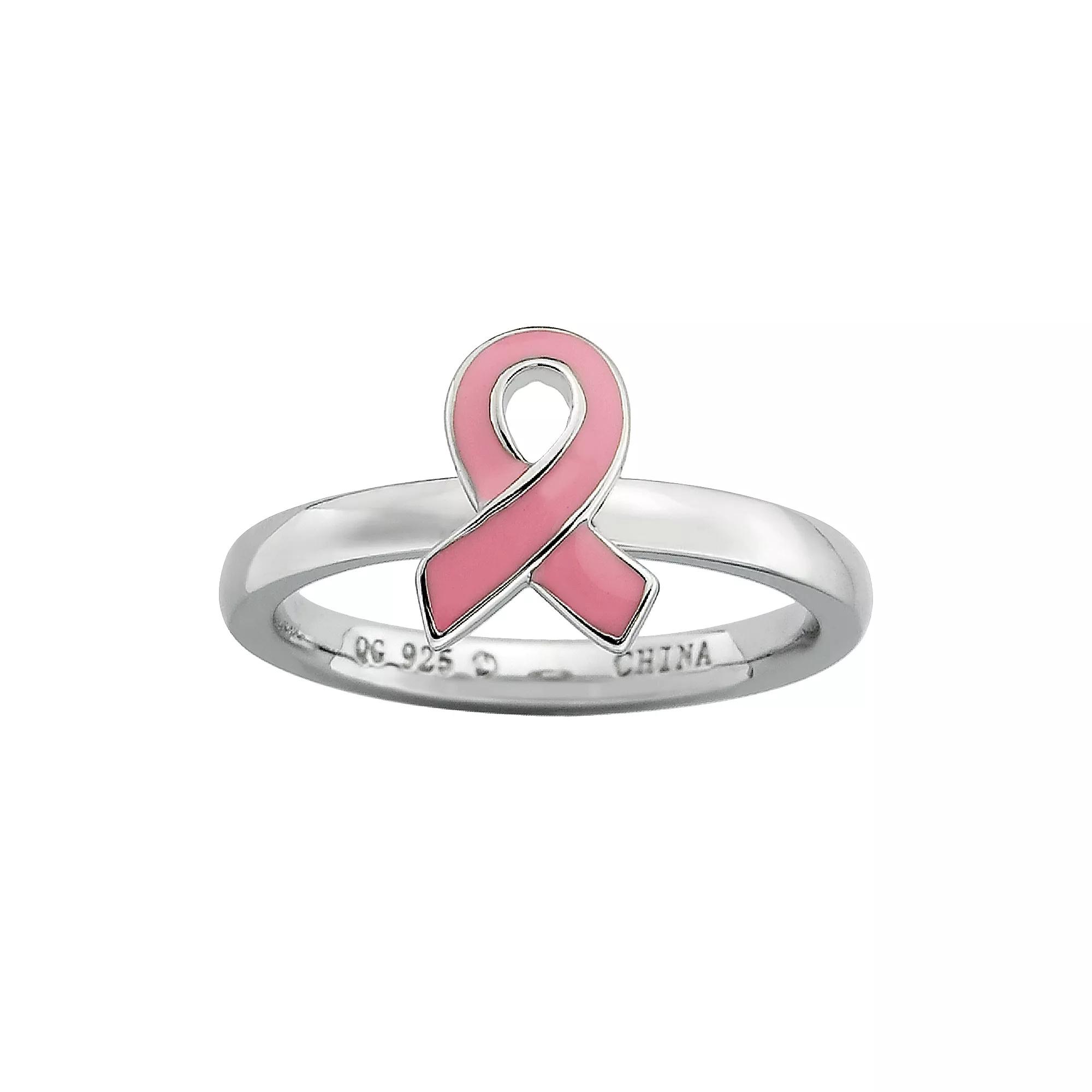 Stacks & Stones Sterling Silver Pink Breast Cancer Awareness Ribbon Stack Ring, Women's, Size: 5 Product Image