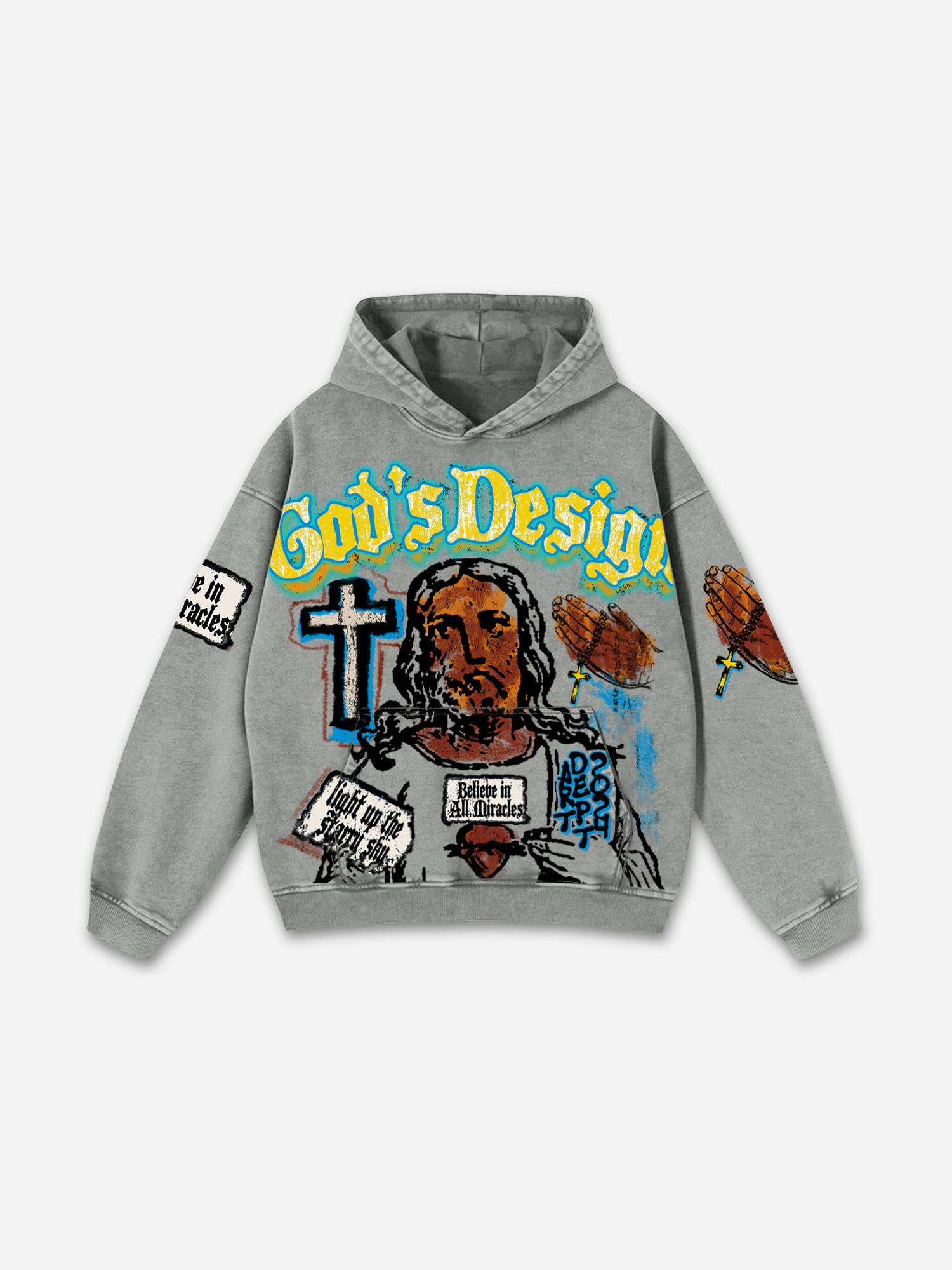 Sopula Star Eyes Graphic Acid Washed Hoodie Product Image