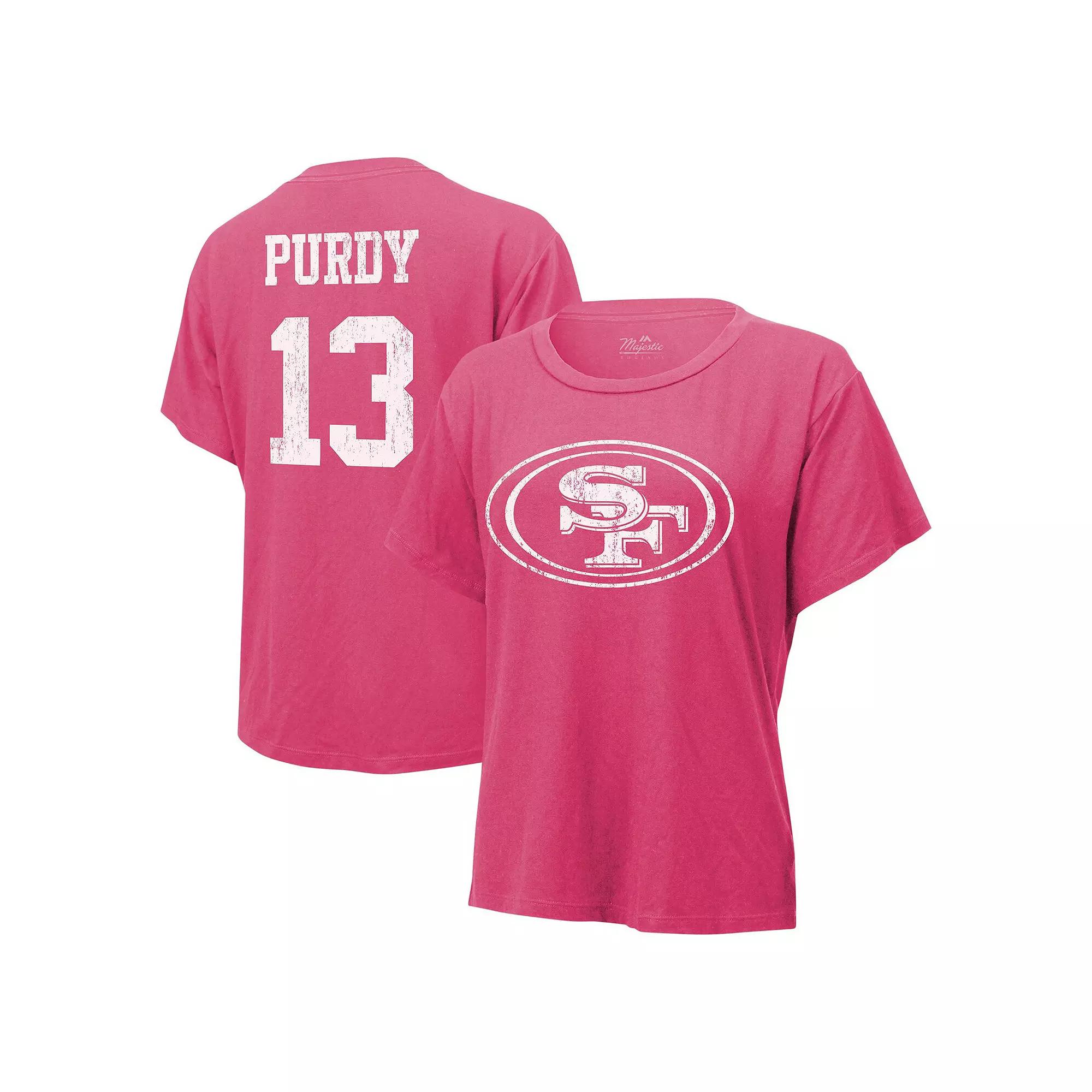 Women's Majestic Threads Brock Purdy Pink San Francisco 49ers Name & Number T-Shirt,  Product Image