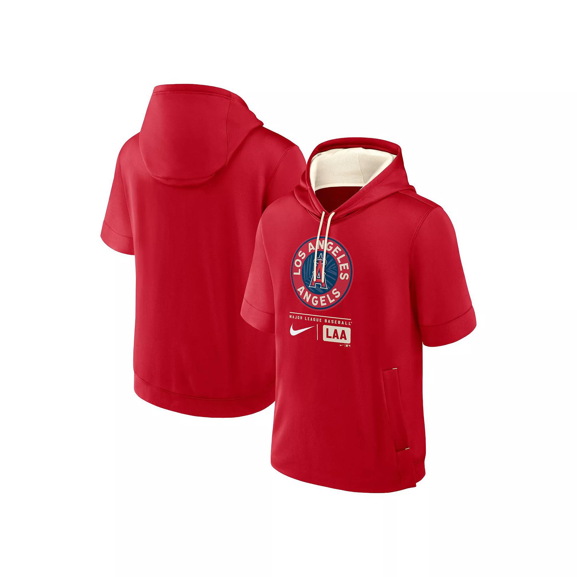 Men's Nike Red Los Angeles Angels City Connect Color Block Short Sleeve Pullover Hoodie,  Product Image