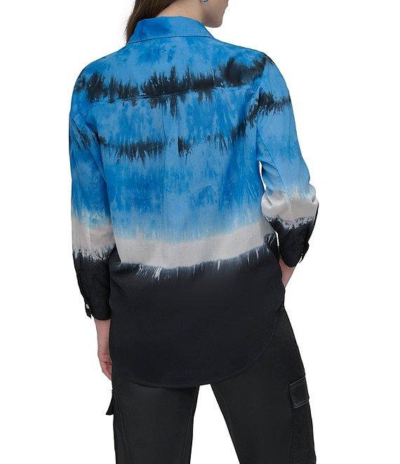 DKNY by Donna Karan Tie Dye Cotton Long Sleeve Button Front Shirt Product Image