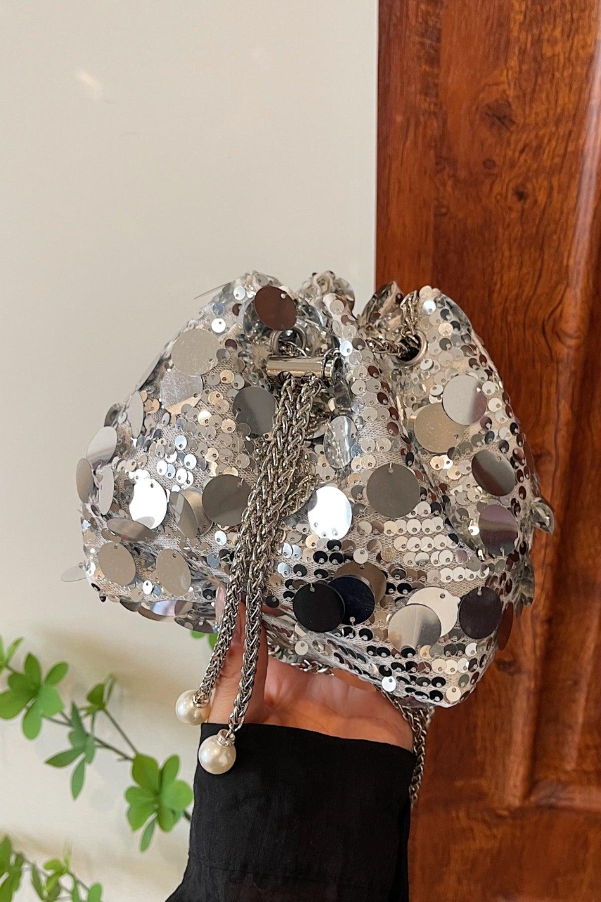 Drawstring Sequin Crossbody Bag Product Image