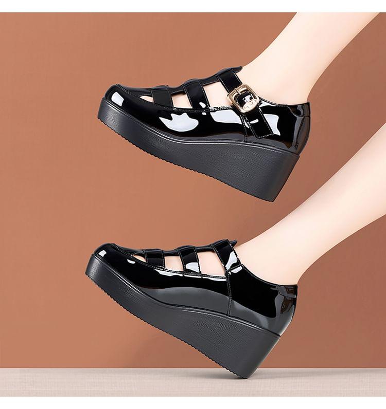 Platform Patent Leather Wedge Gladiator Sandals Product Image