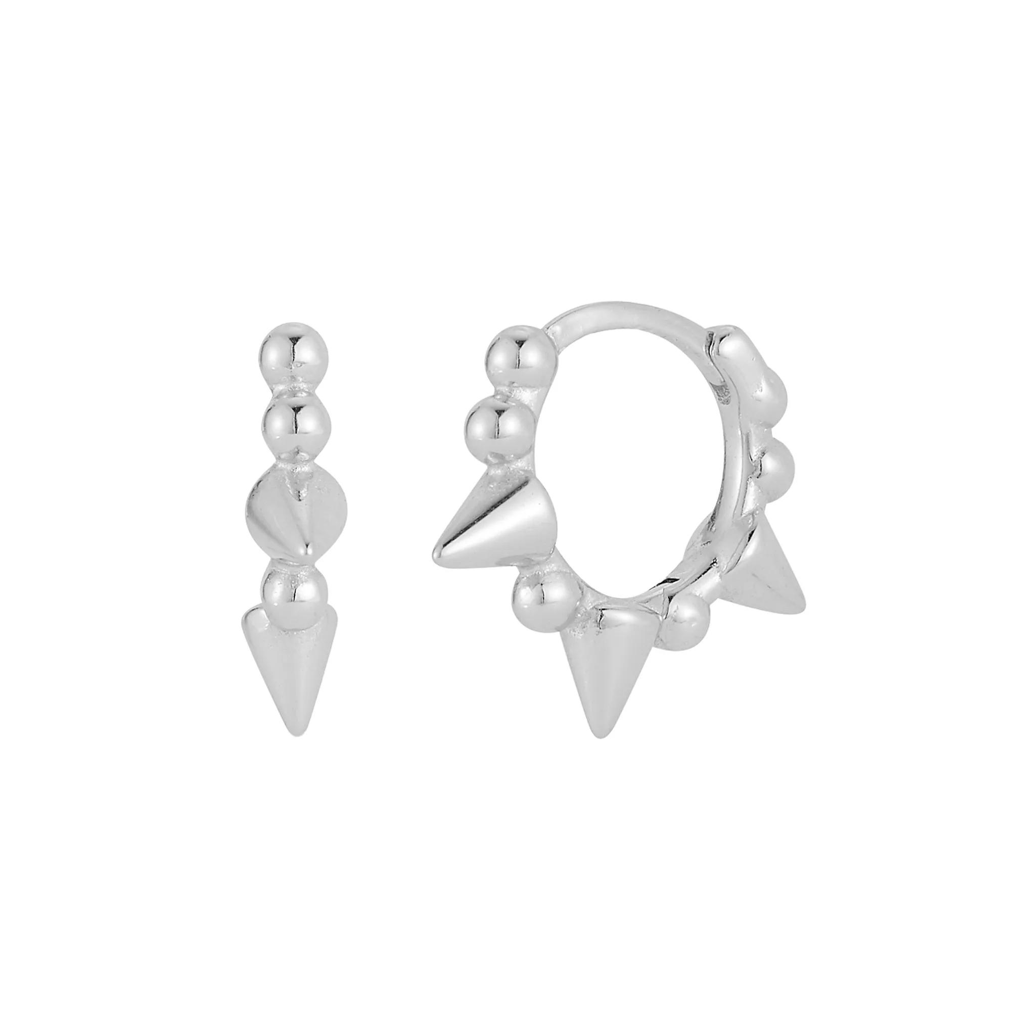 Sunkissed Sterling Spike Hoop Earrings, Women's, Silver Tone Product Image