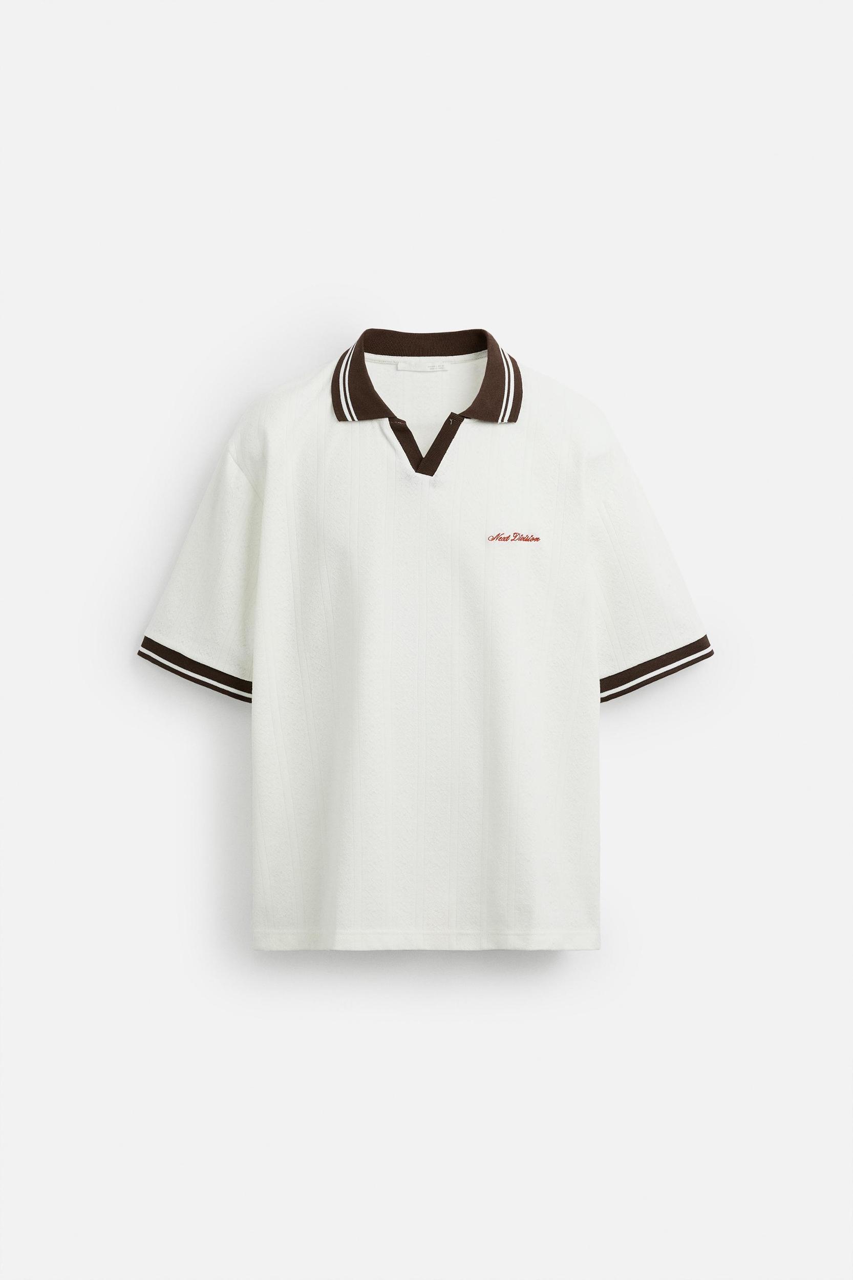 EMBROIDERED TEXT JACQUARD POLO SHIRT Product Image
