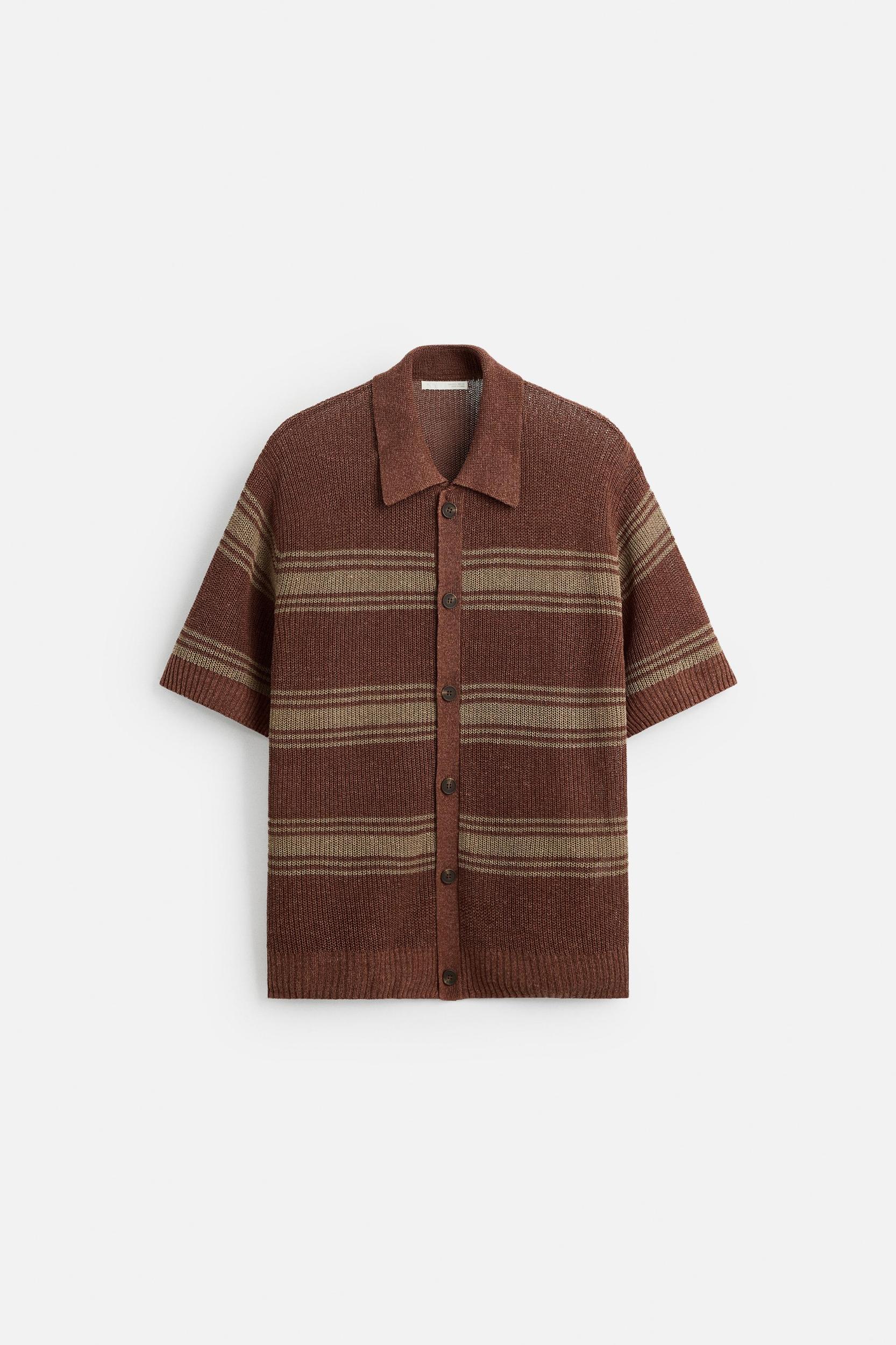 LINEN VISCOSE KNIT SHIRT Product Image