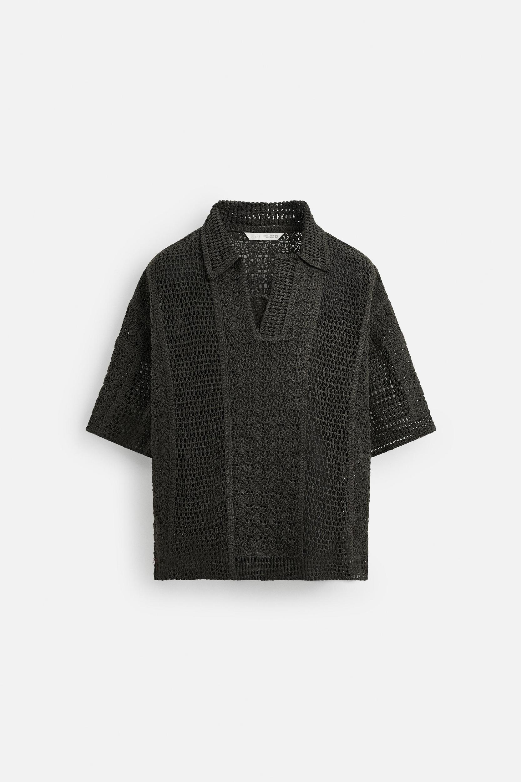 CROCHET TEXTURED POLO SHIRT Product Image