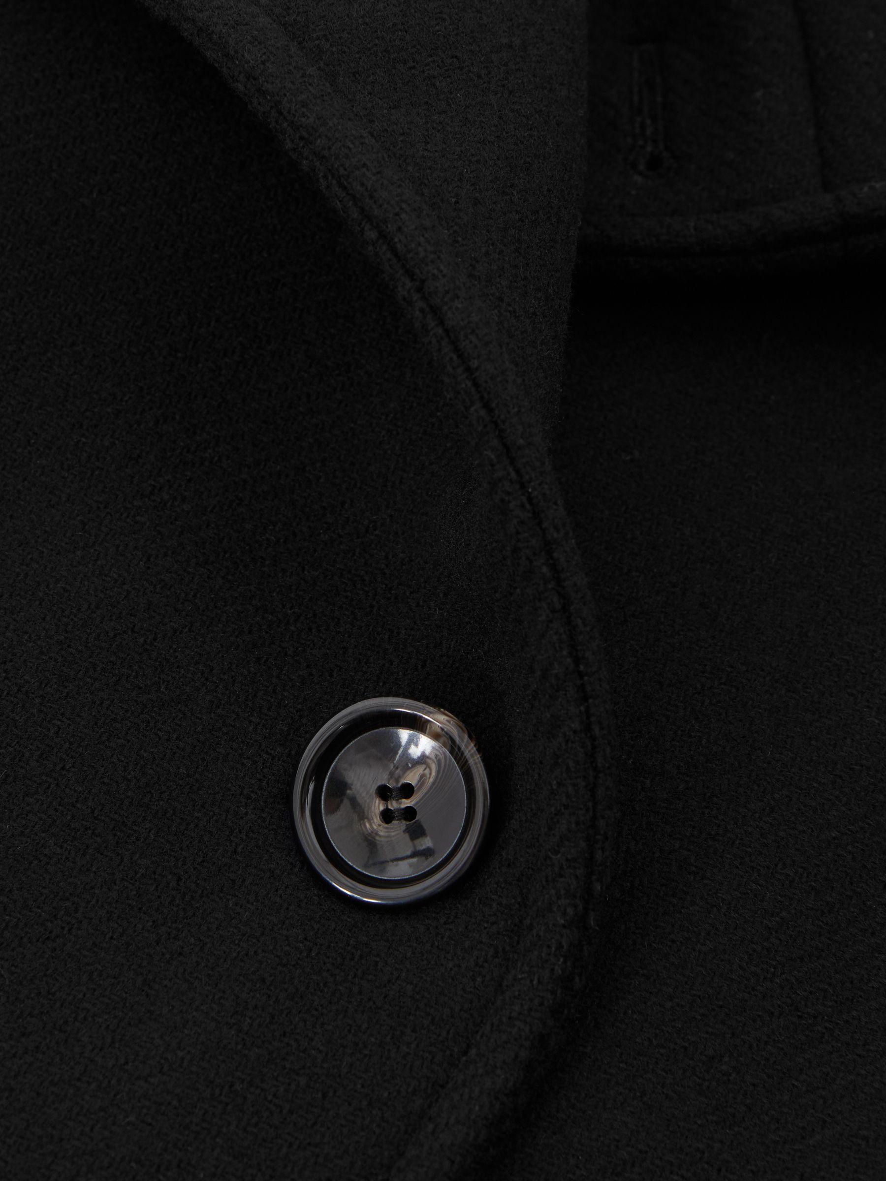 Wool Blend Double Breasted Long Coat in Black Product Image