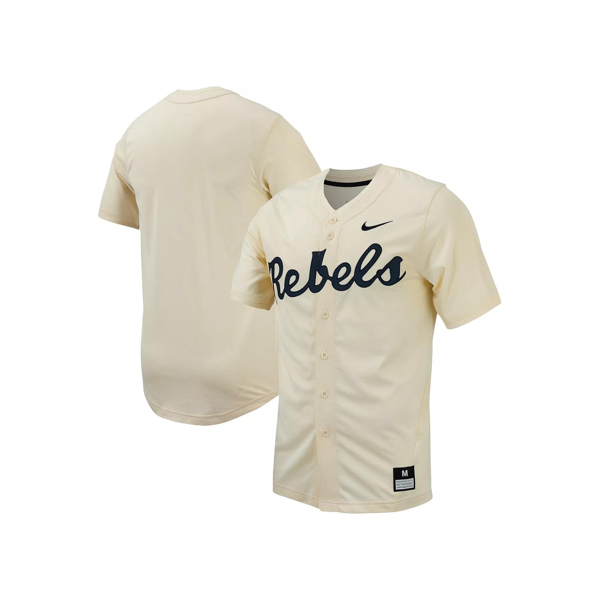 Men's Nike Cream Ole Miss Rebels Replica Full-Button Baseball Jersey,  Product Image