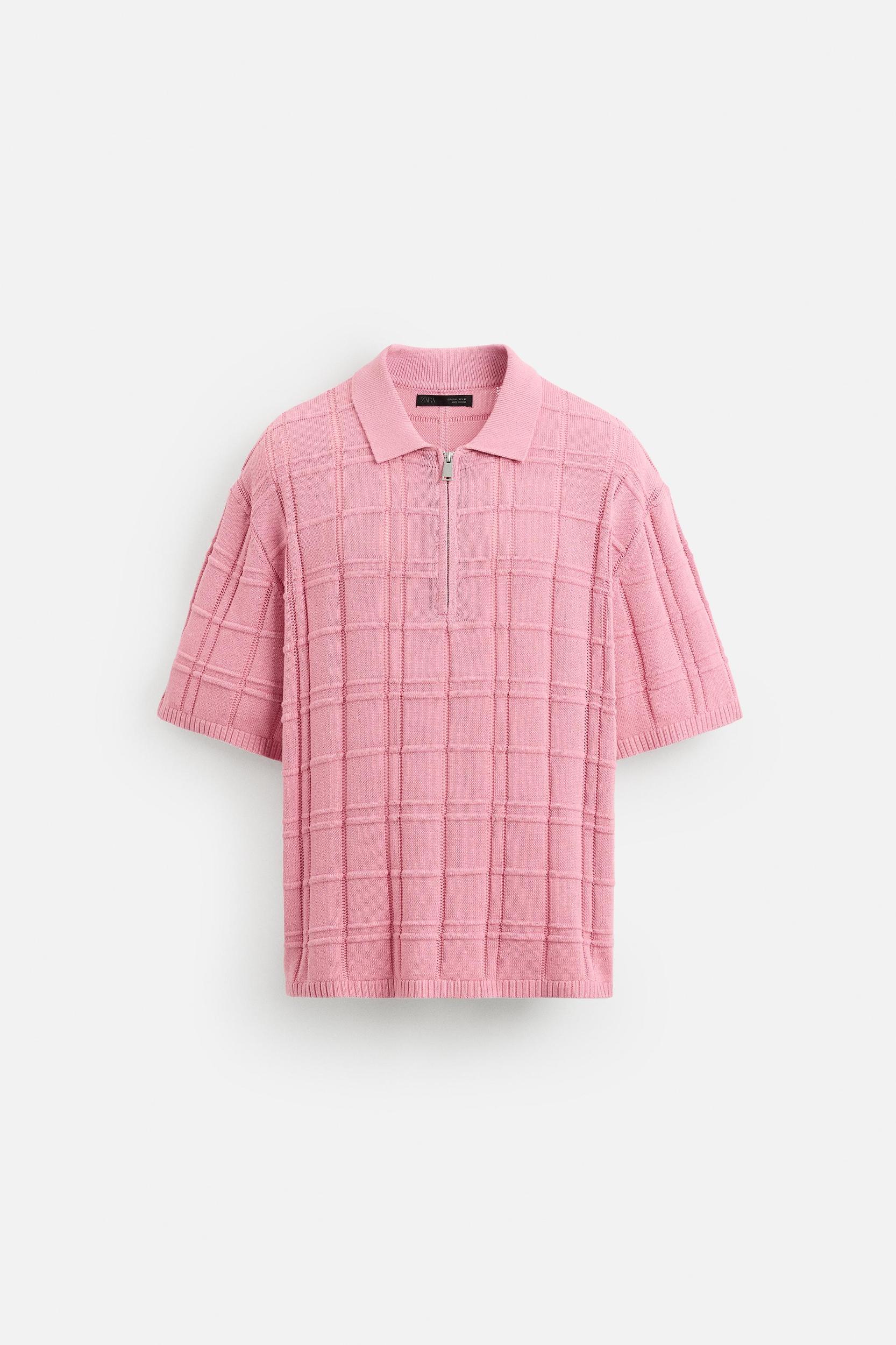 CHECKERED JACQUARD KNIT POLO SHIRT Product Image
