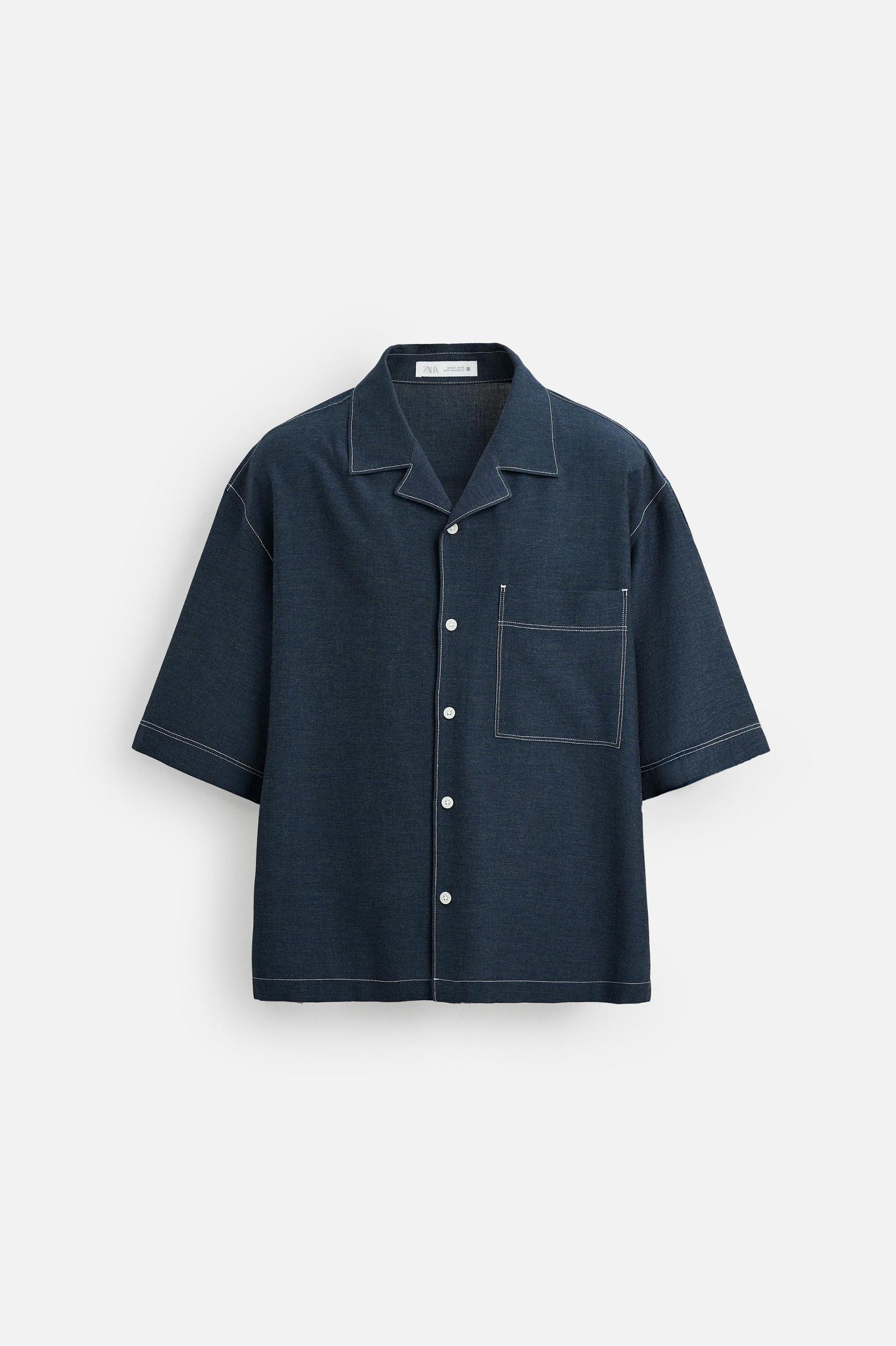 CONTRAST TOPSTITCHED SHIRT Product Image
