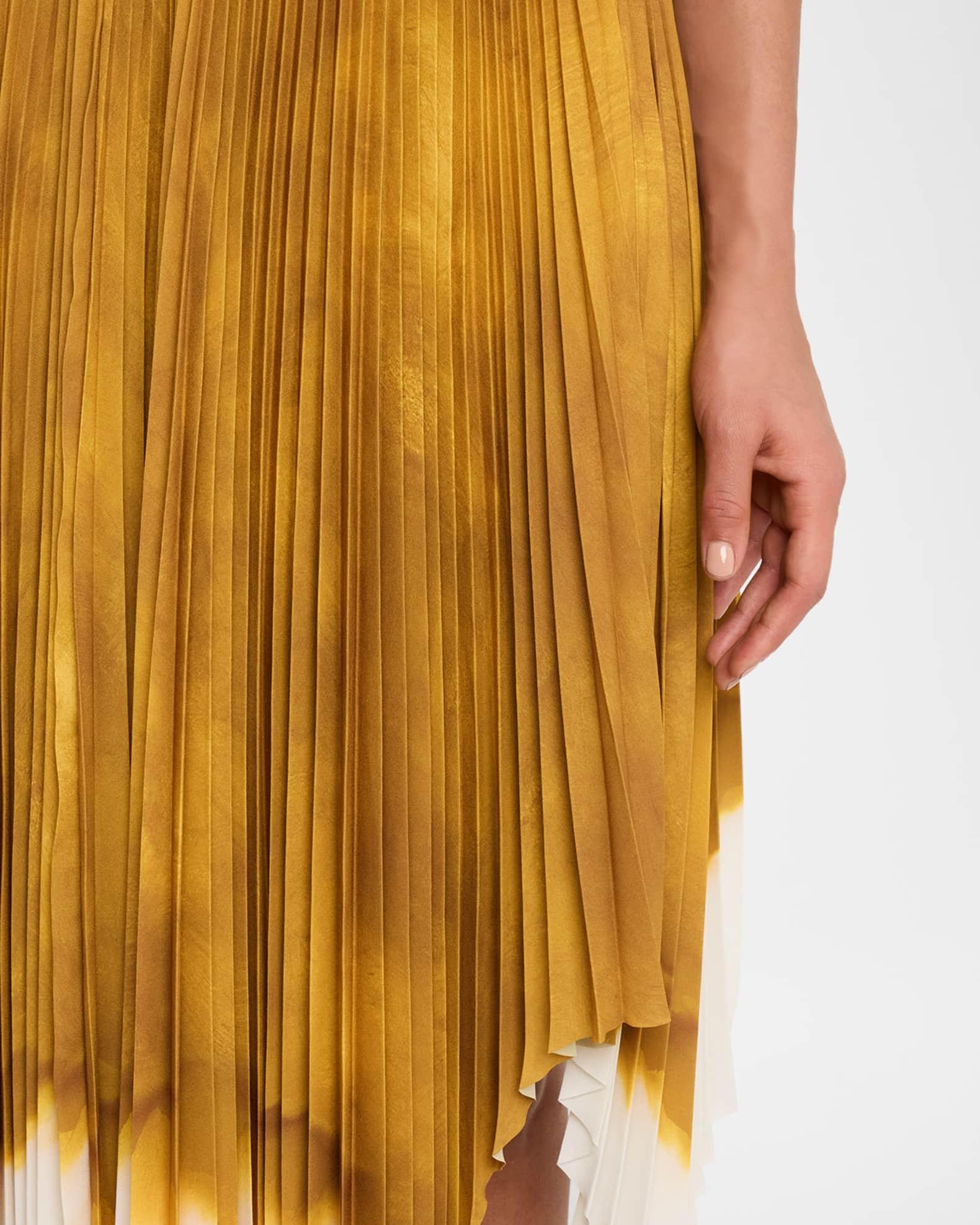 Painted Stripe Pleated Asymmetric Skirt Product Image