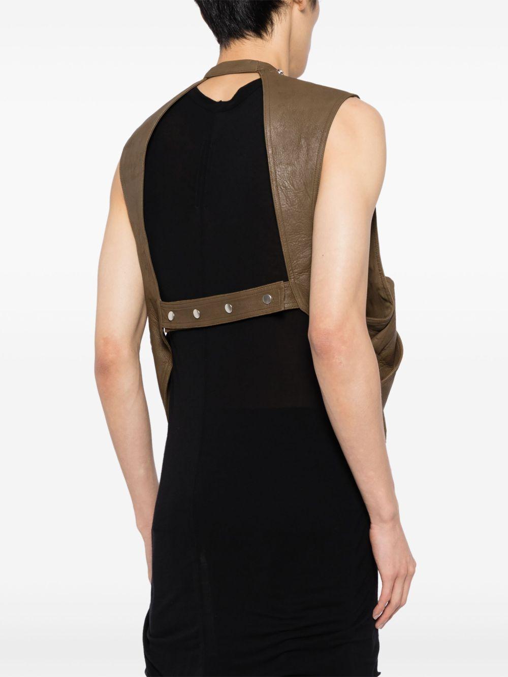 leather V-neck gilet Product Image