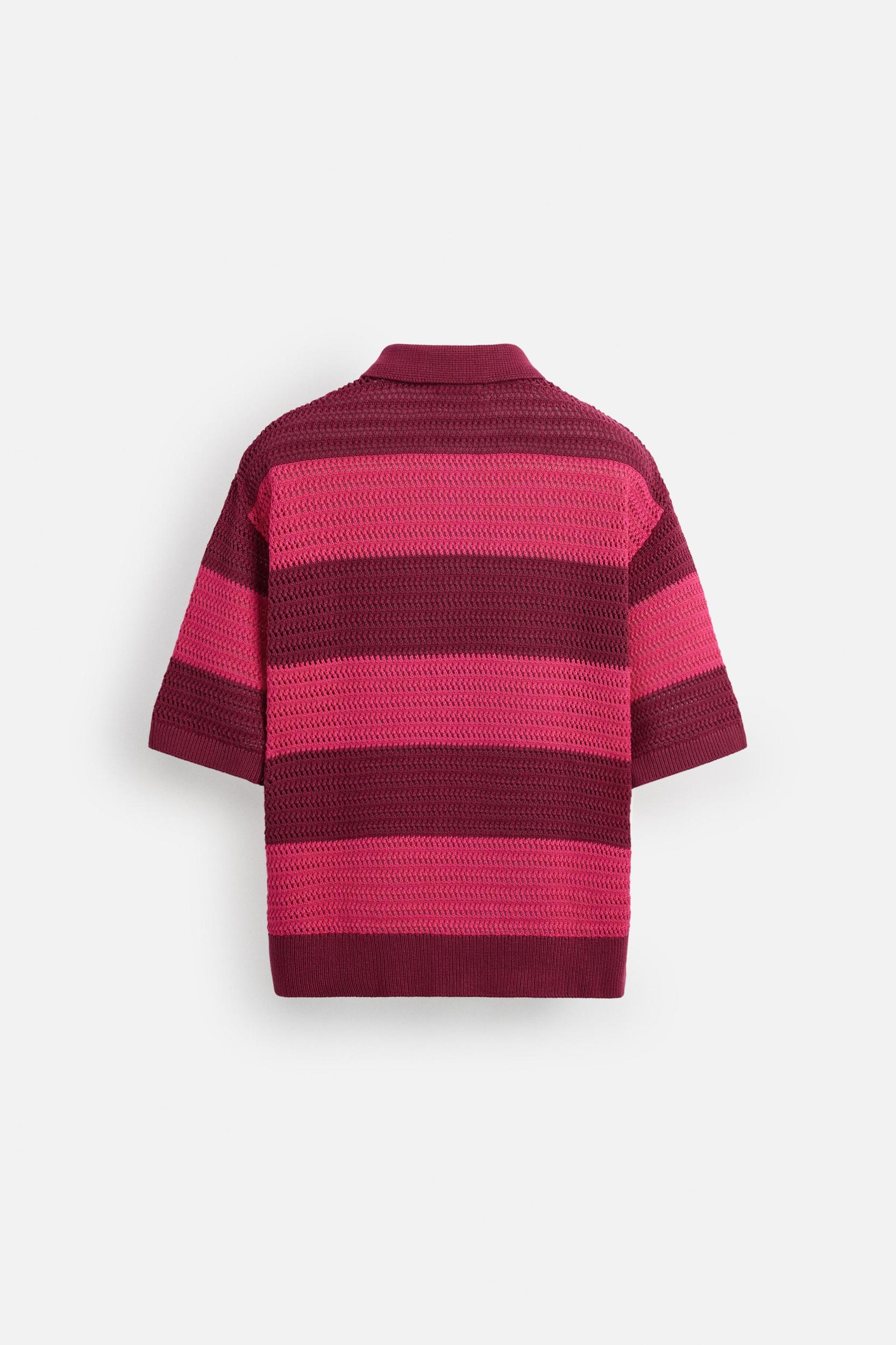 STRIPED OPEN KNIT SHIRT Product Image