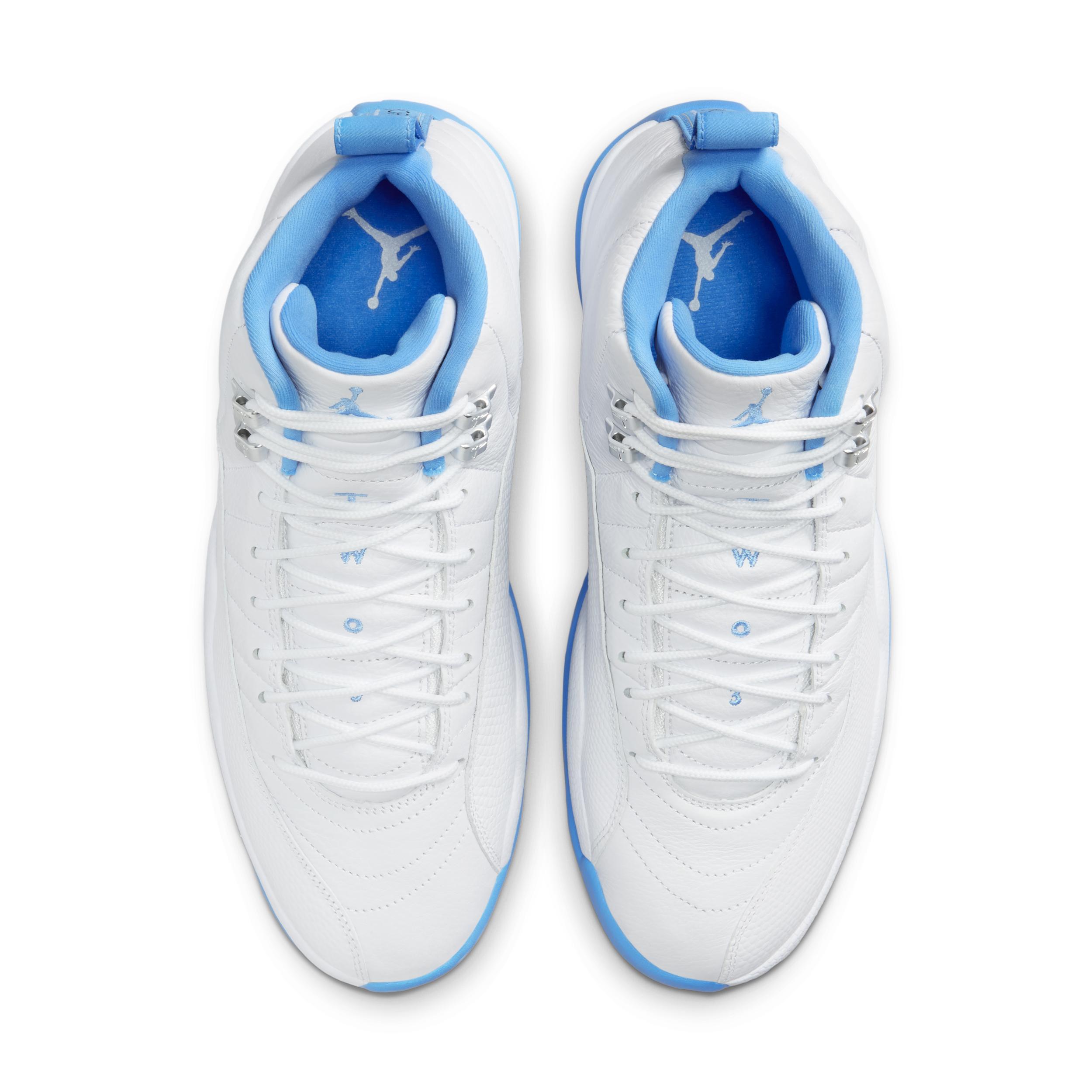 Mens Air Jordan 12 Retro White and University Blue Shoes | CT8013-112 Product Image