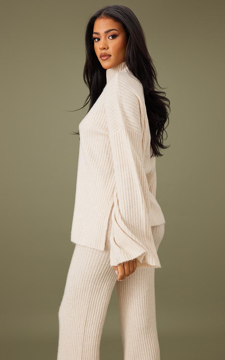 Tall Oatmeal Luxe Rib Knit Oversized Sweater Product Image