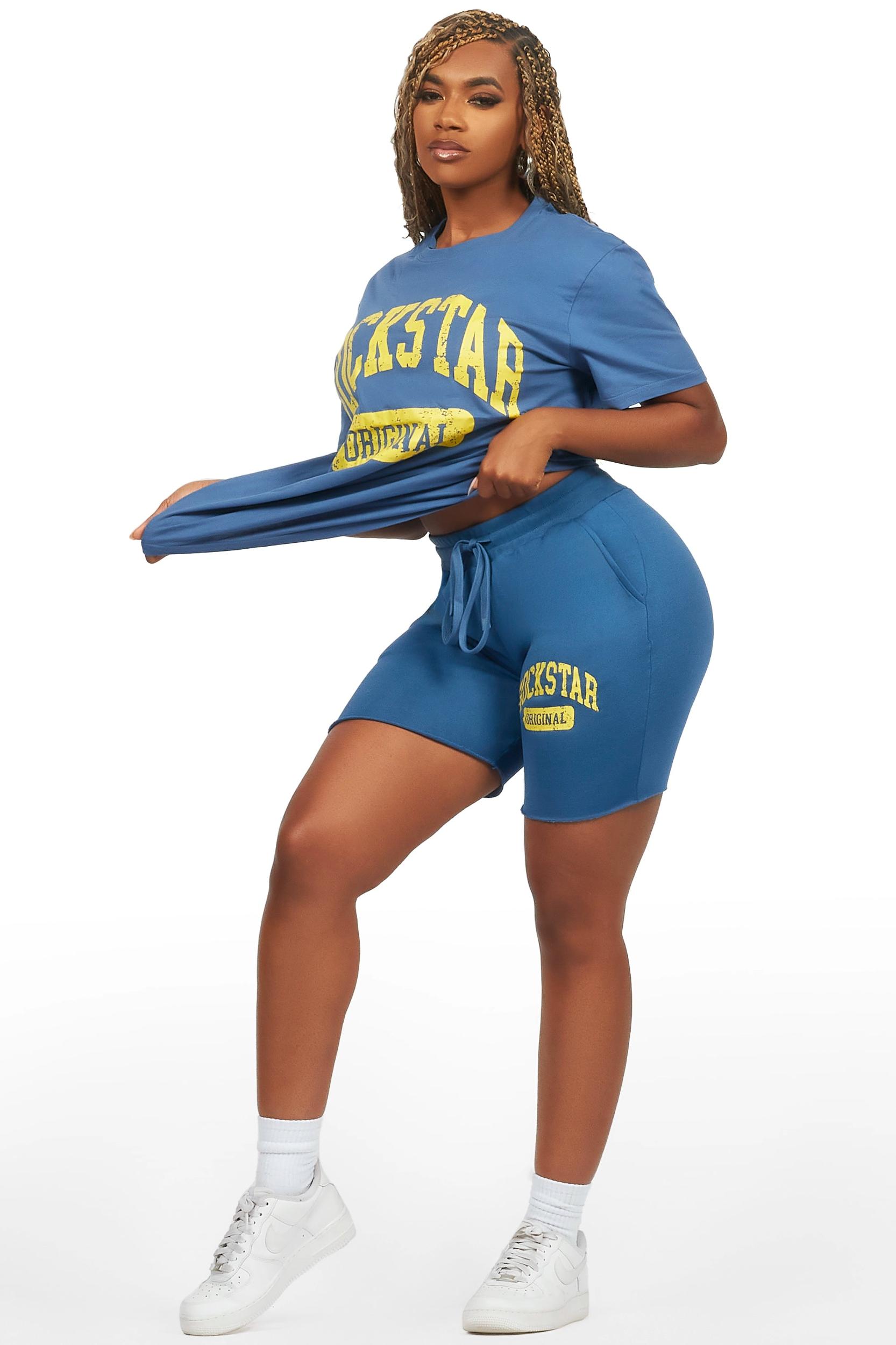 Javonuna Navy T-Shirt Short Set Female Product Image