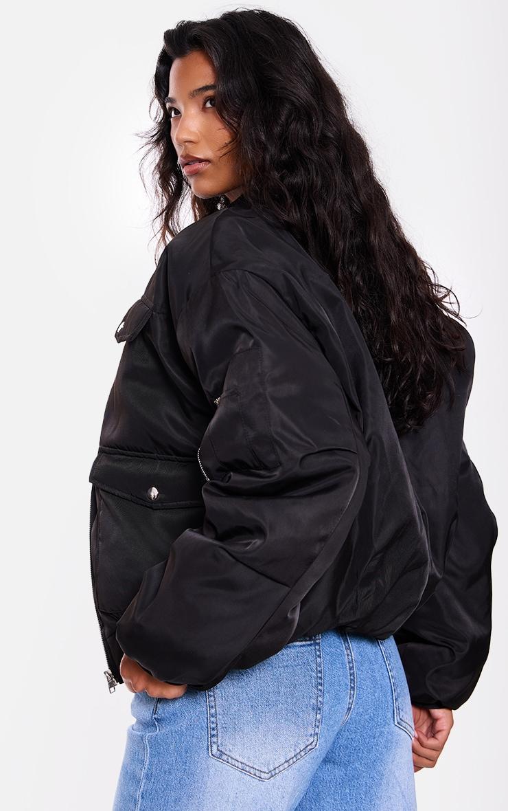 Black Oversized Bomber Jacket Product Image