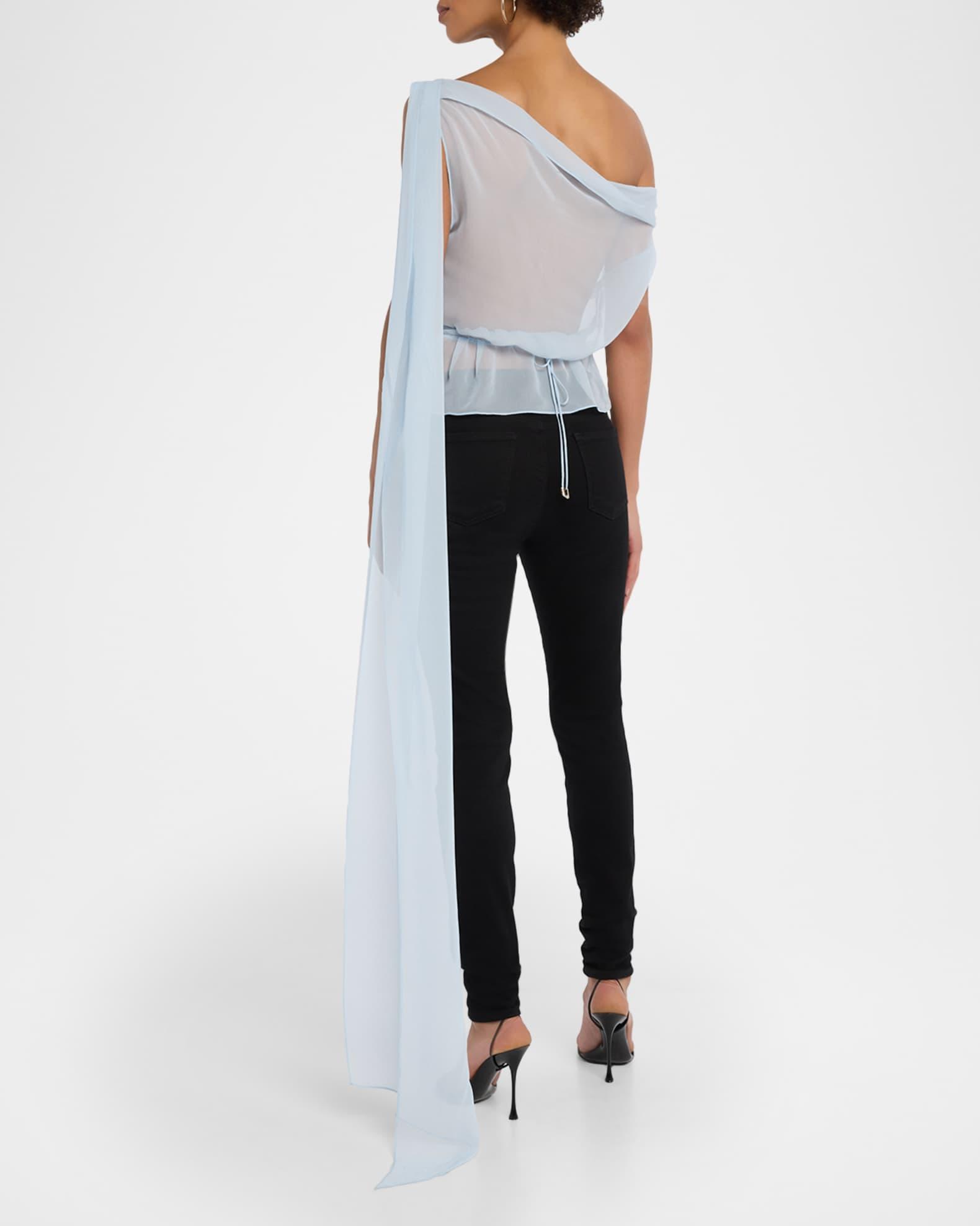 Off-The-Shoulder Drape Silk Chiffon Top Product Image