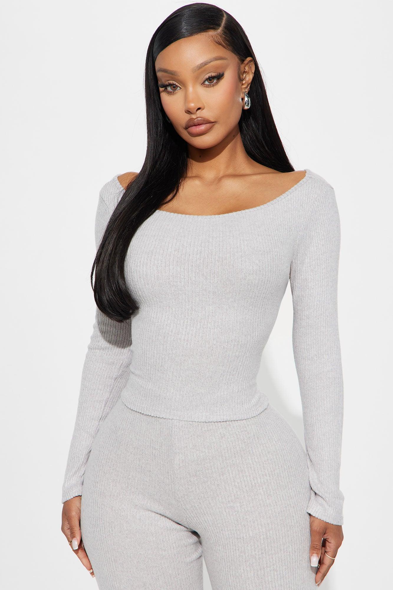 Petite Harper Cozy Pant Set - Heather Grey Product Image