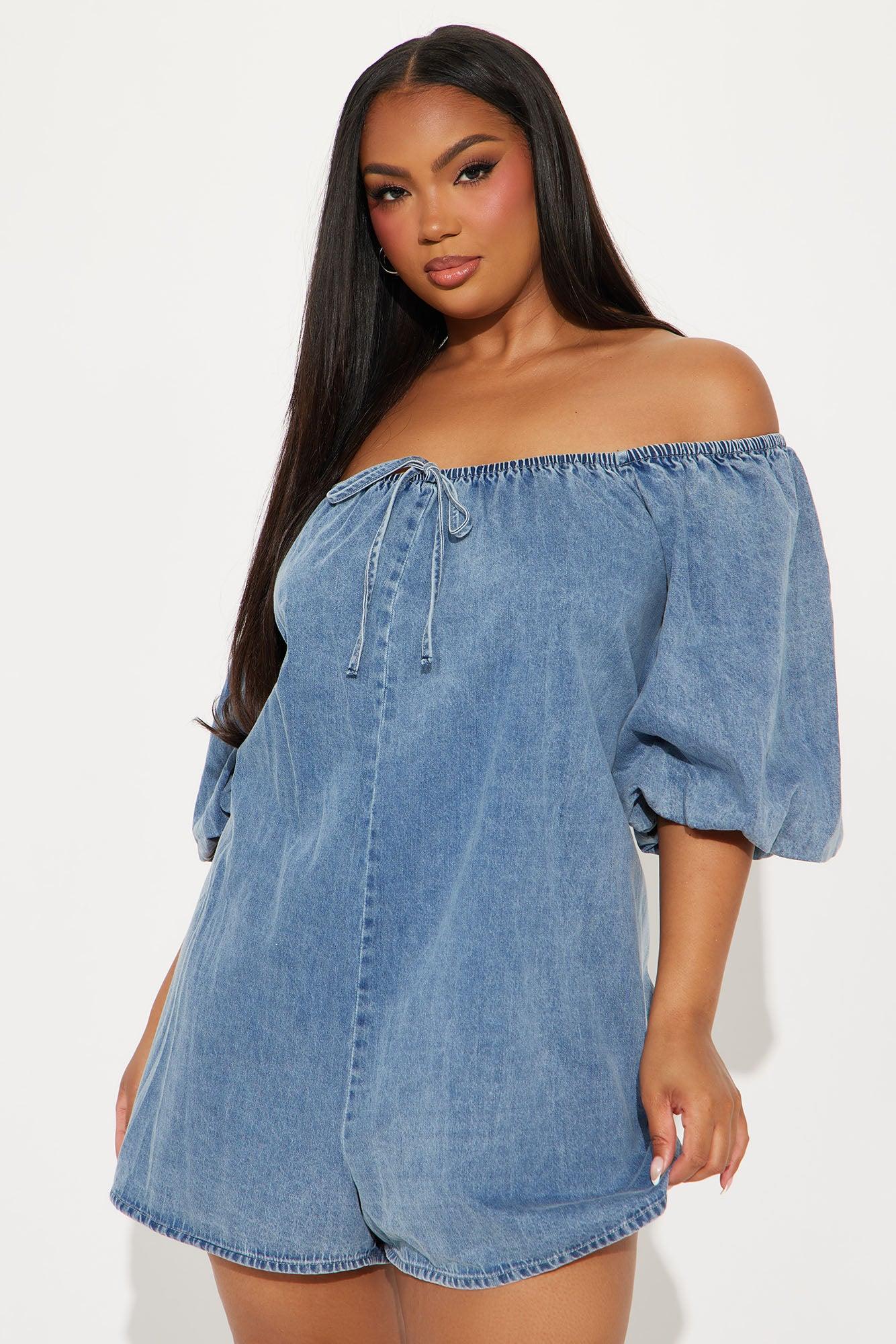 Mimi Denim Romper - Light Wash Product Image