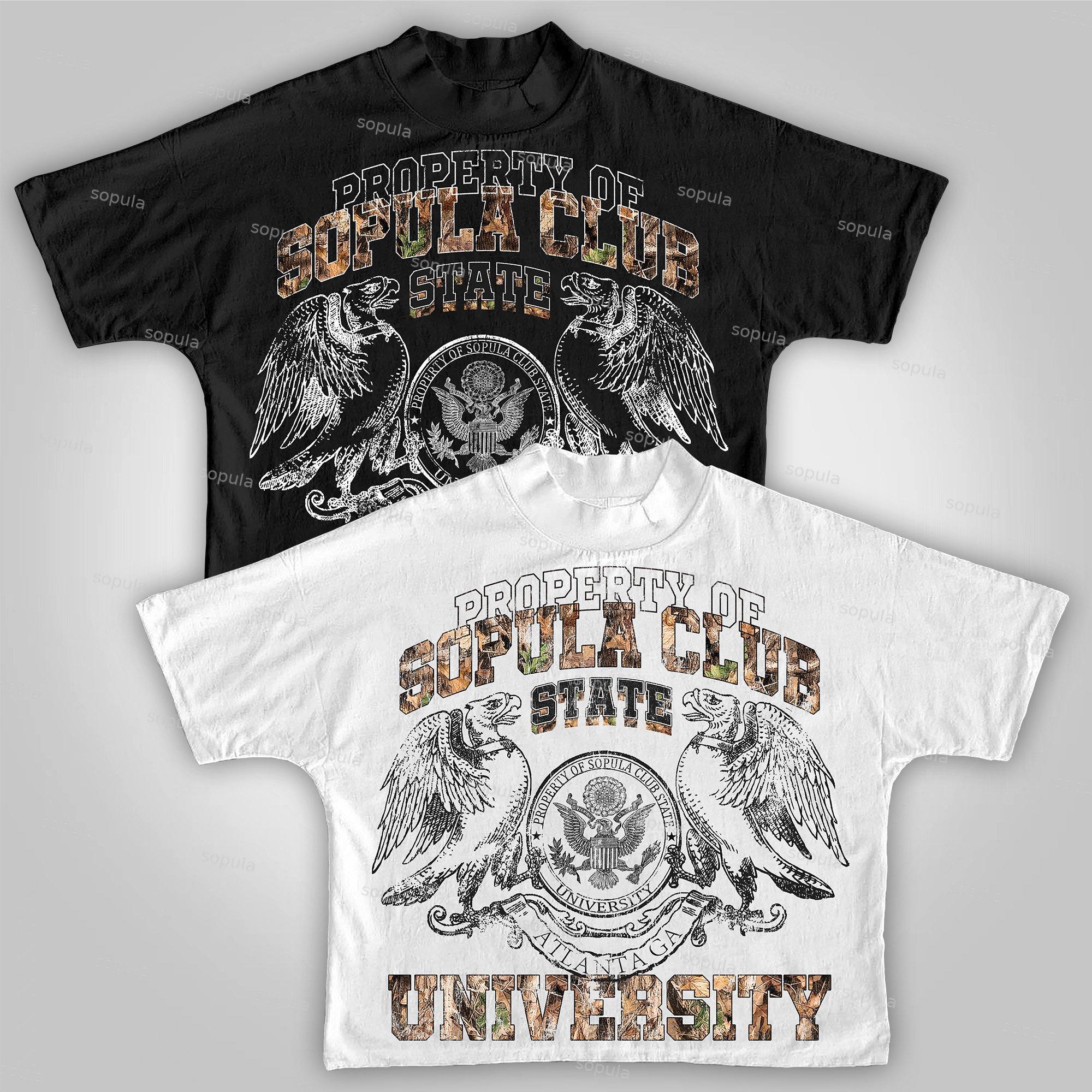 Sopula Vintage Camouflage University Style Graphics Cropped T-Shirts Product Image
