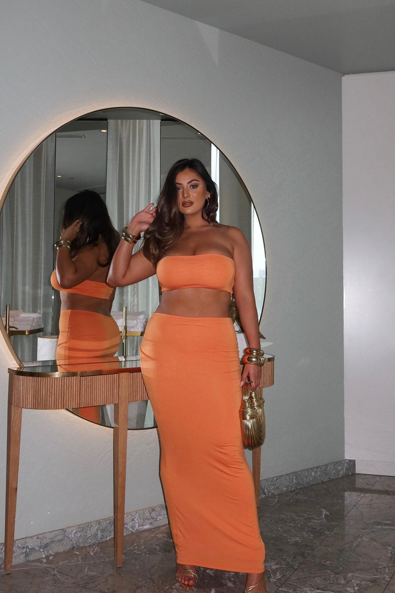 Another Time Double Lined Skirt Set - Orange Product Image