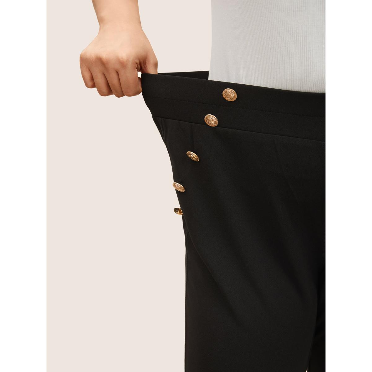 Plus Size High Rise Metal Detail Skinny Leggings Women Black At the Office High stretch High Rise Work Leggings BloomChic 28/5X Product Image