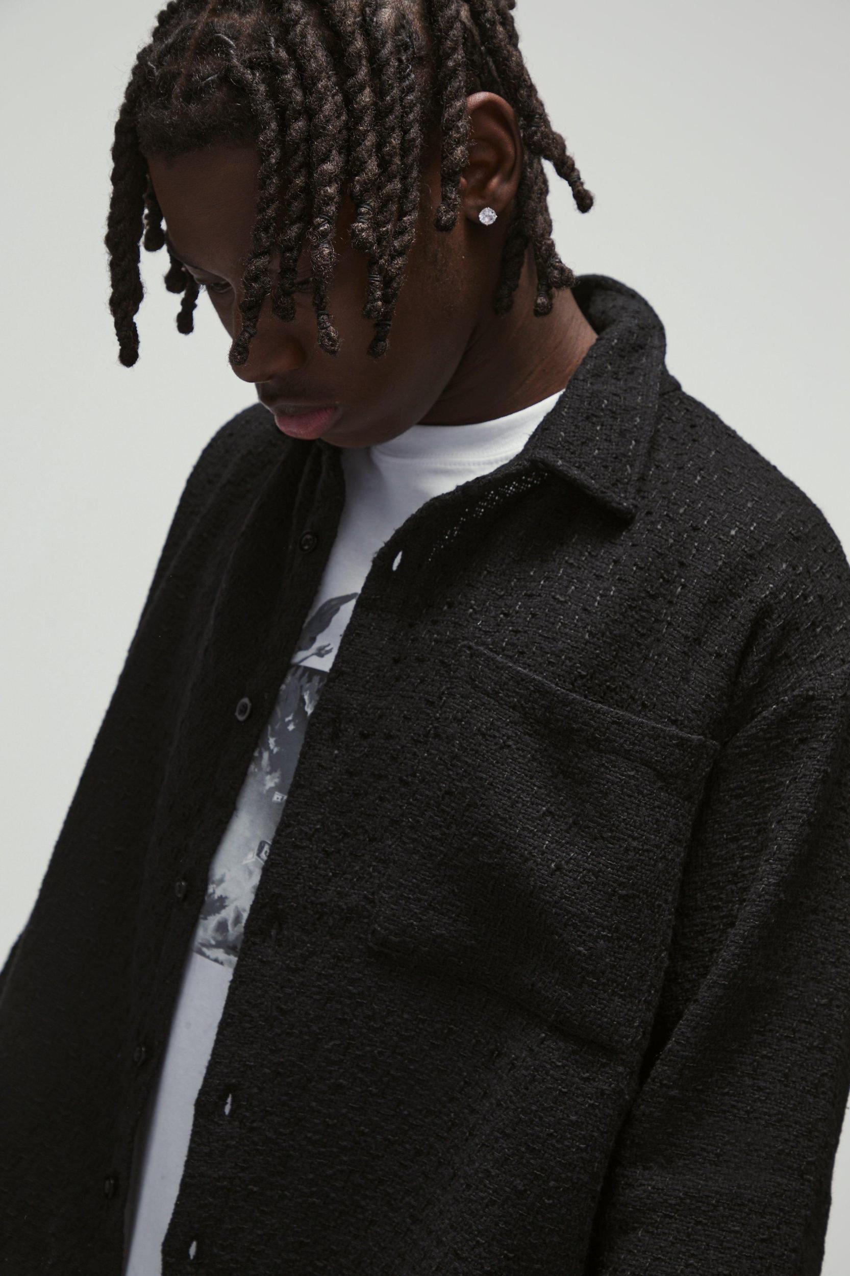 Regular Boucle Shirt Jacket | boohooMAN USA Product Image