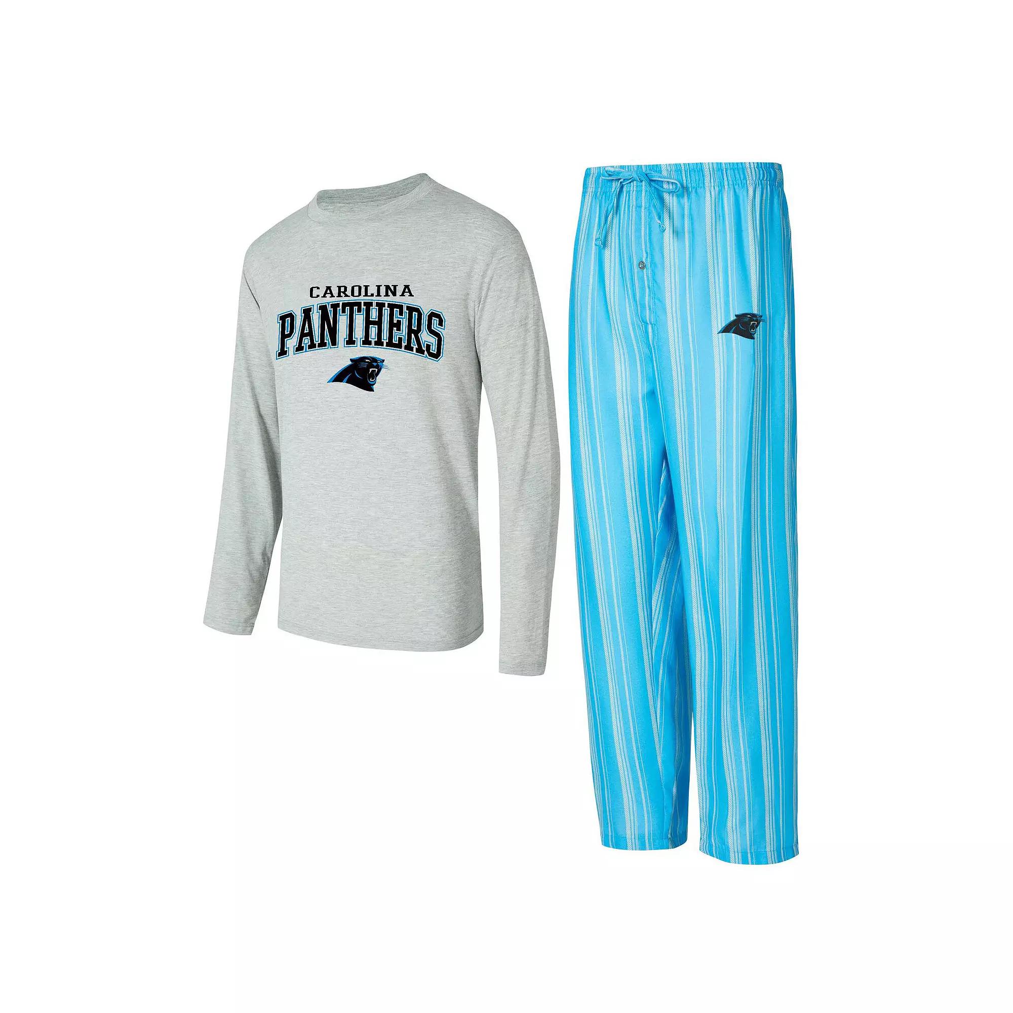 Men's Concepts Sport Carolina Panthers Petition Long Sleeve T-Shirt & Pants Sleep Set, Size: XL, Blue Product Image