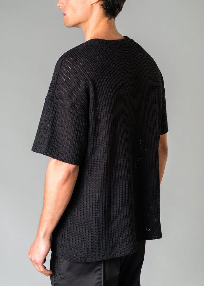 Black Open Weave Tee Product Image