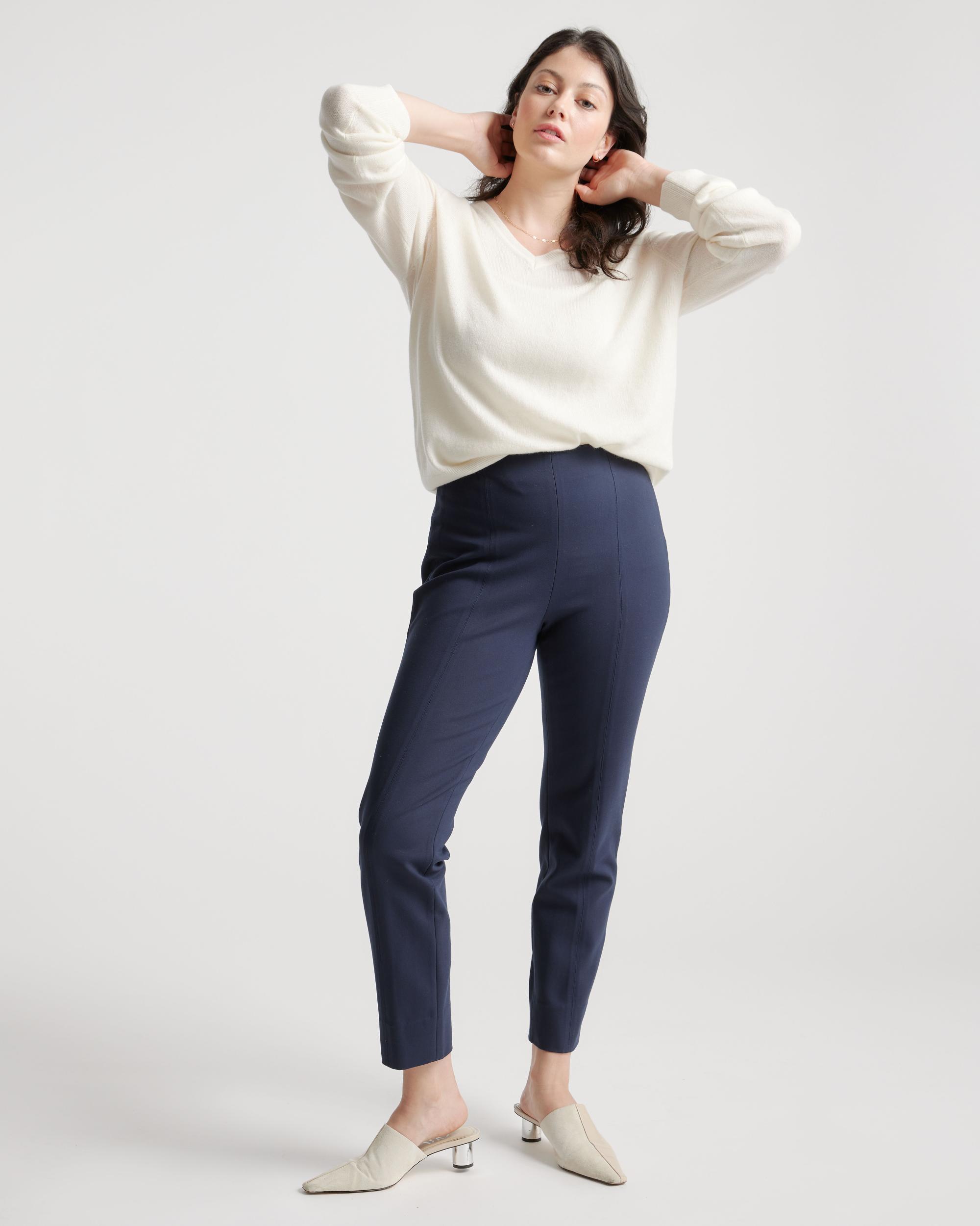 Quince | Women's Ultra-Stretch Ponte Pintuck Ankle Pants Rayon Product Image