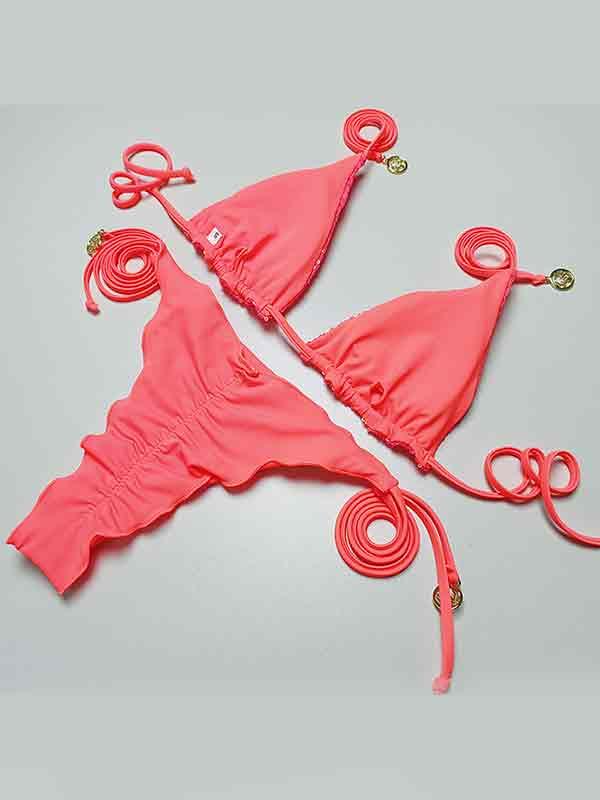 Sequined Lace Up Multicolor Bikinis Product Image