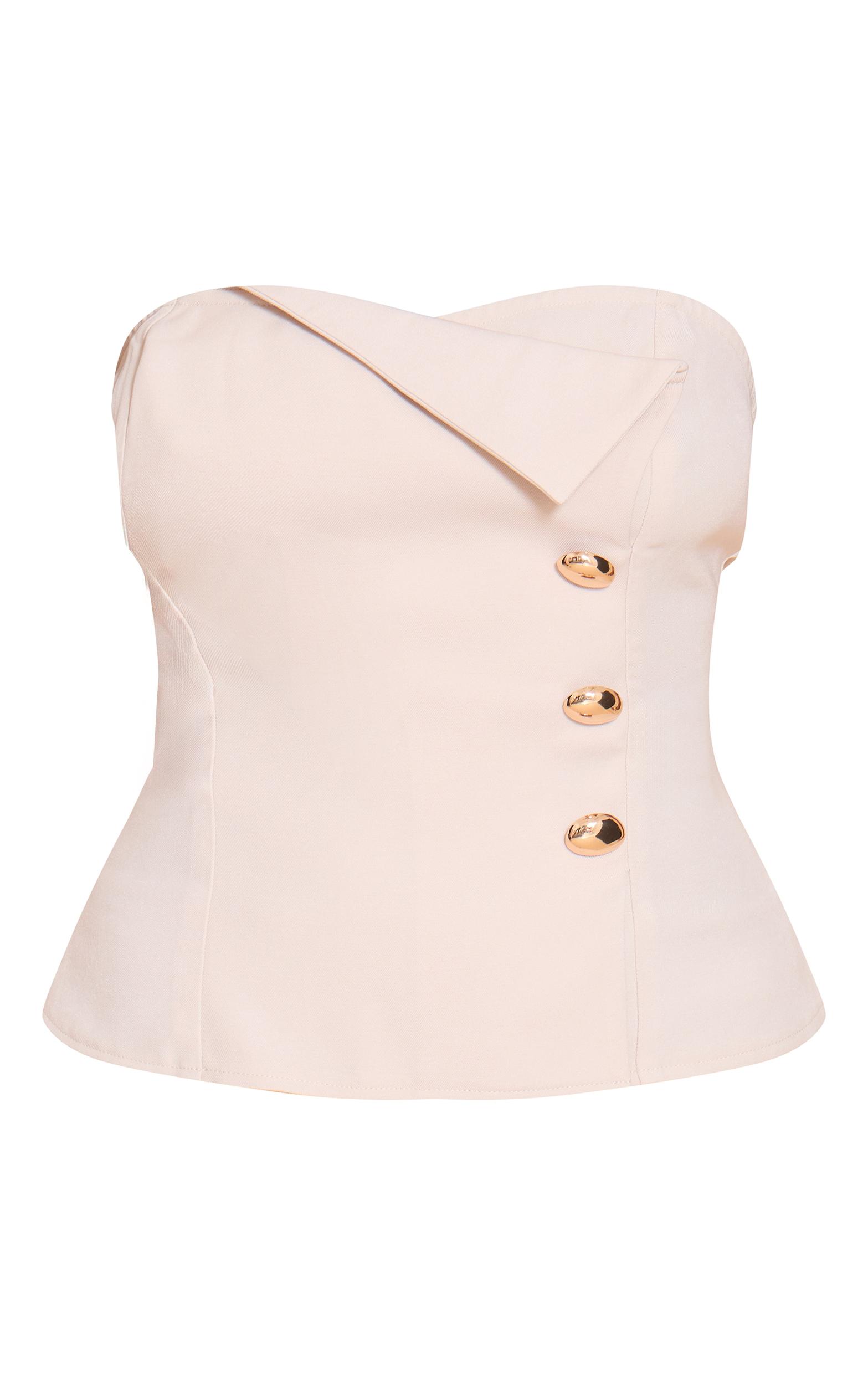 Stone Woven Trim Detail Bandeau Top Product Image