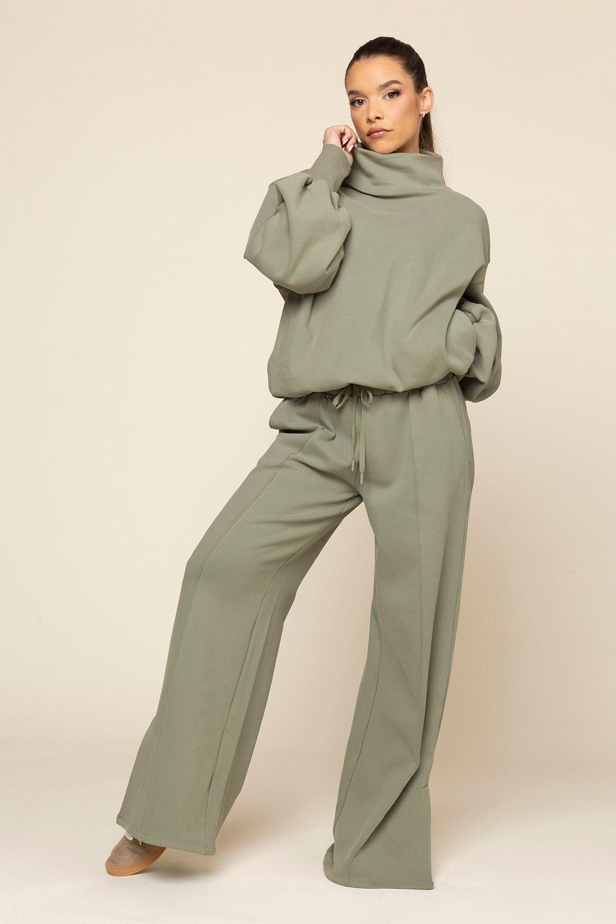 Ooey Gooey Mockneck Sweatshirt with Pockets - Light Sage Product Image