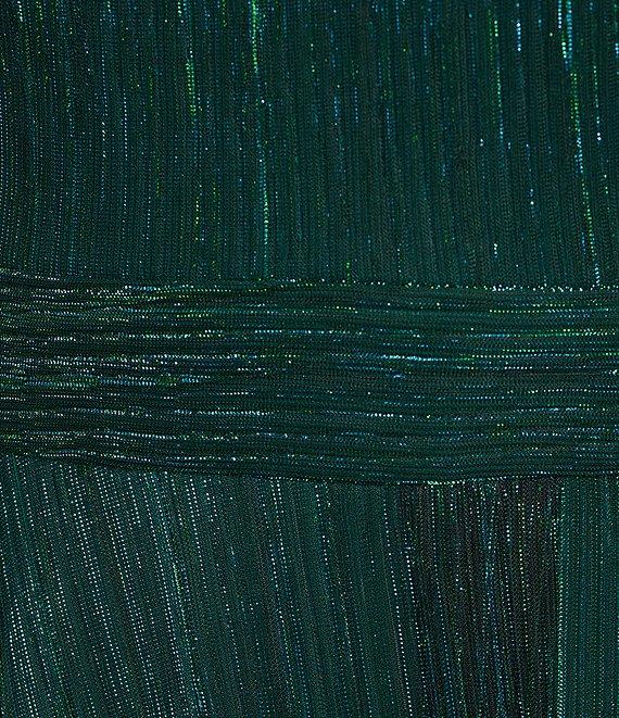 Betsy & Adam Petite Size Metallic Crinkle Halter Neck Sleeveless Gown Product Image