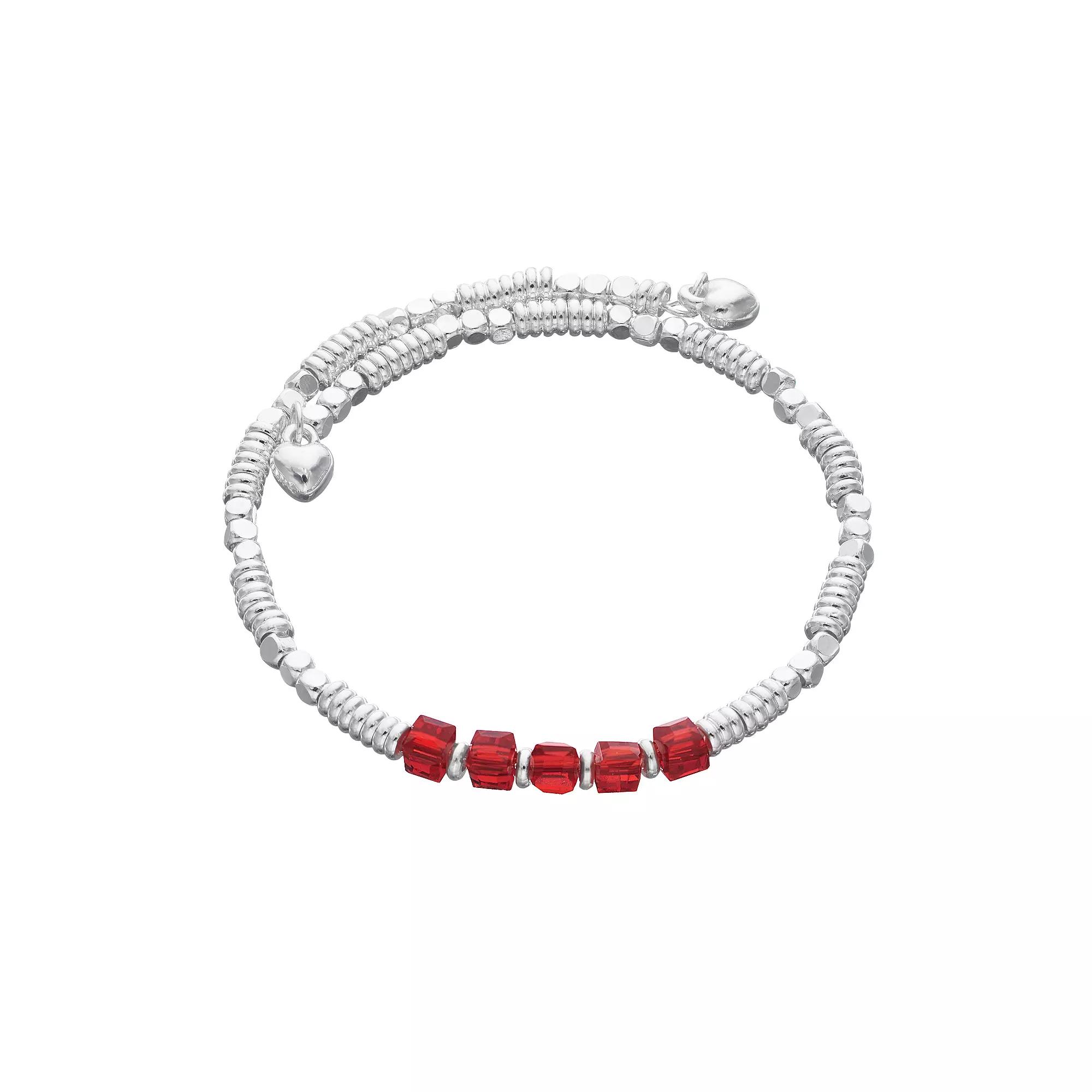 City Luxe Silver Tone Birthstone Beaded Bracelet, Women's, January Product Image
