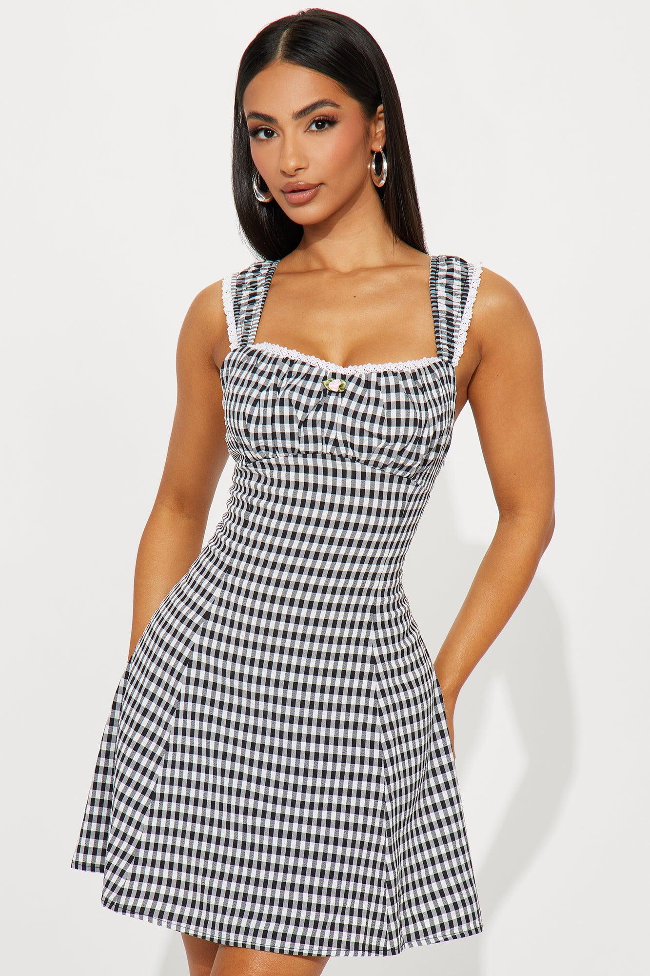 Ellis Gingham Mini Dress - Black Female Product Image