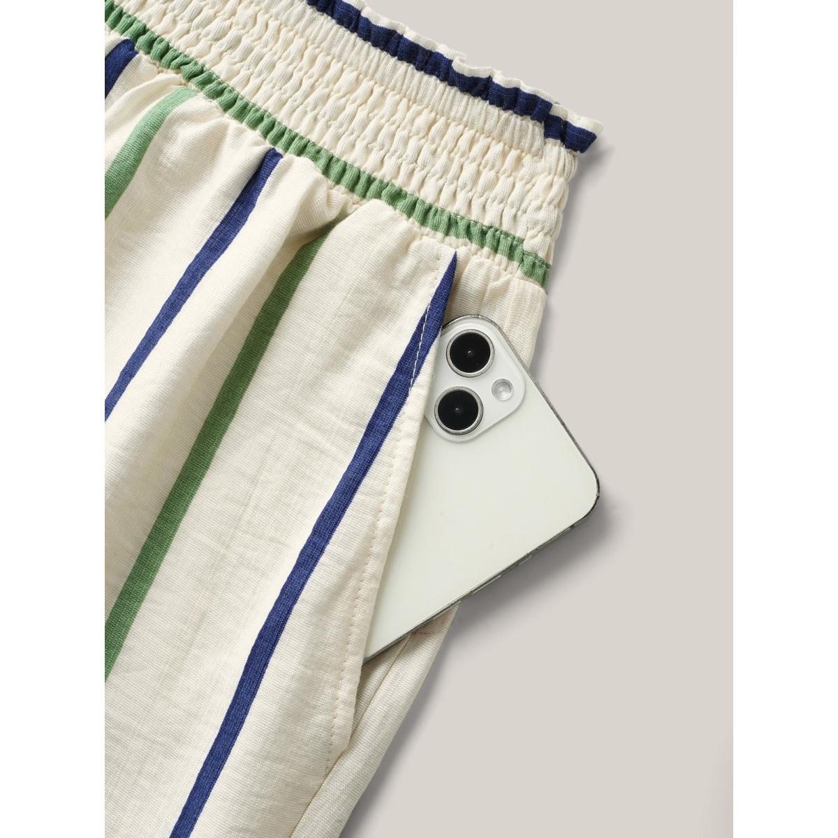 Plus Size Colorful Stripes Flowy Loungewear Set Women Multicolor Roll Hem Short sleeve Boat Neck Leisure Loungewear Sets BloomChic 28/5X Product Image