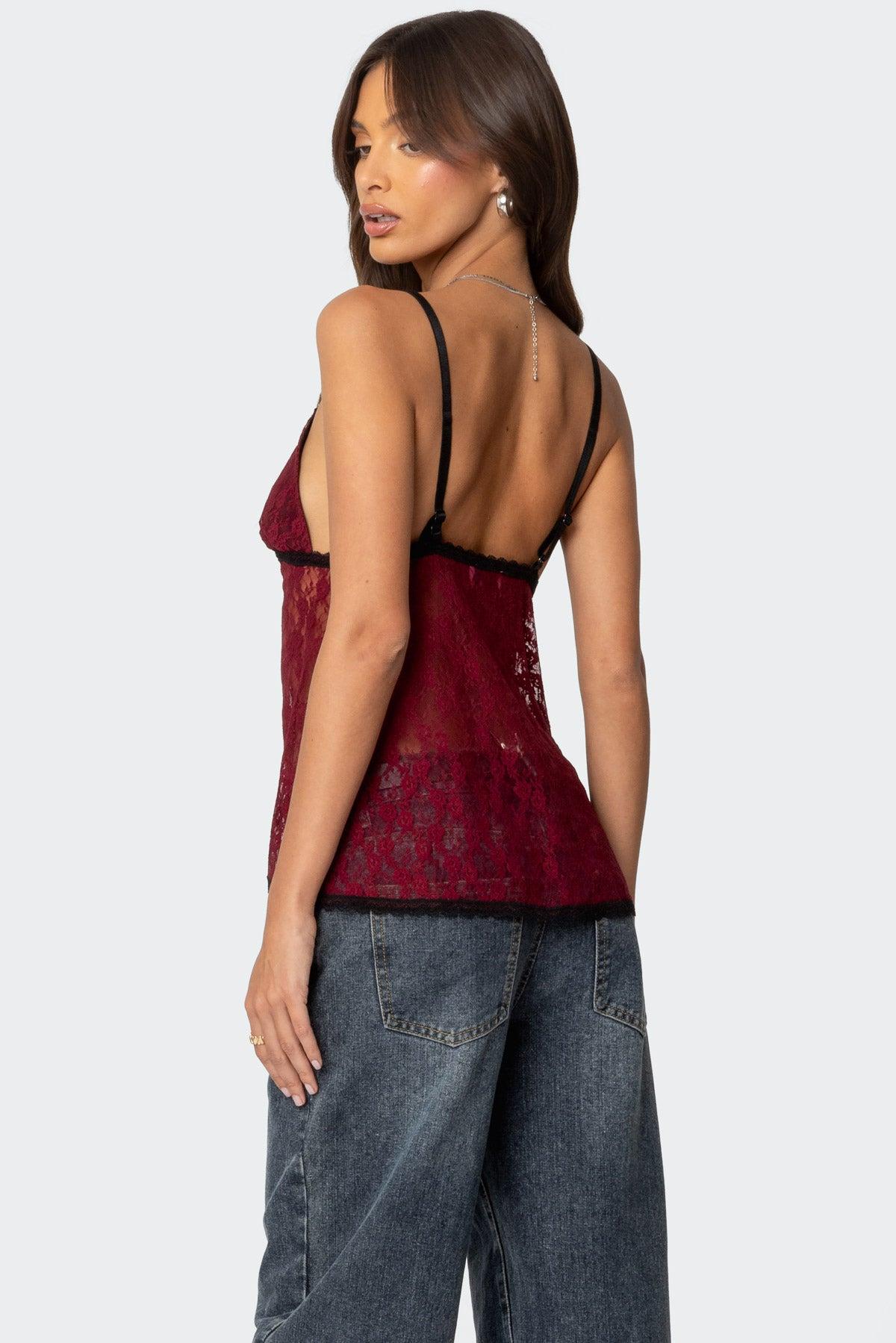 Maude Tie Front Sheer Lace Top Product Image