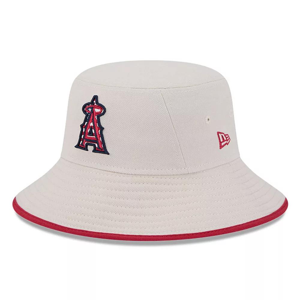 Men's New Era  Khaki Los Angeles Angels 2024 Fourth of July Bucket Hat, Beig K Product Image