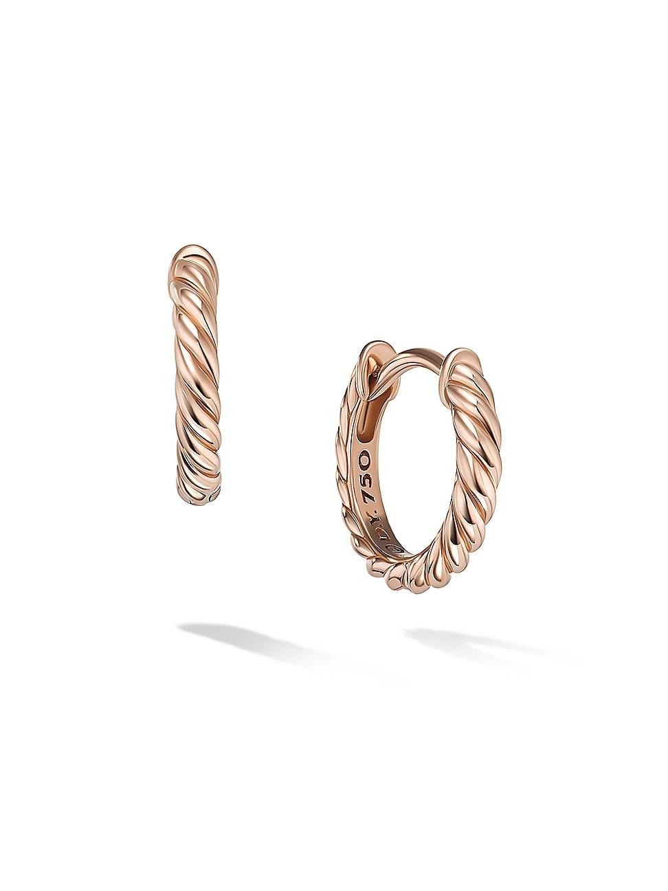 Womens Sculpted Cable Huggie Hoop Earrings in 18K Gold Product Image