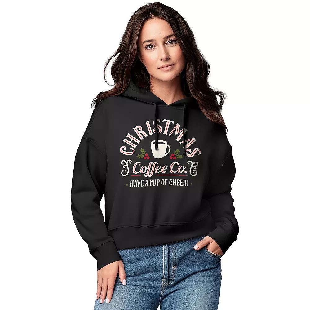 Women's Christmas Coffee Co. Graphic Cropped Hoodie,  Product Image
