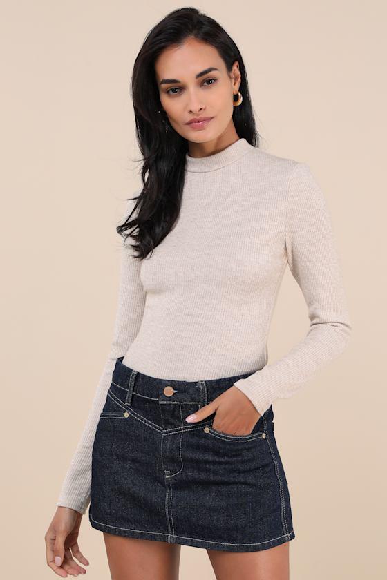 Over the Moon Dark Wash Denim Micro Mini Skirt Product Image