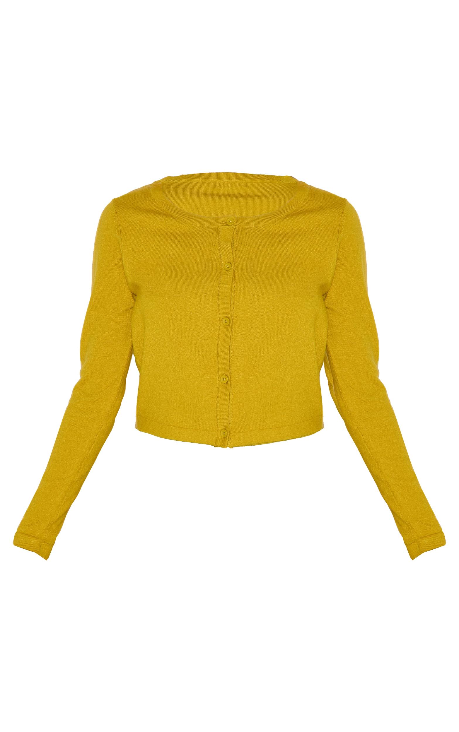 Olive Basic Fine Knit Button Up Cardigan Product Image