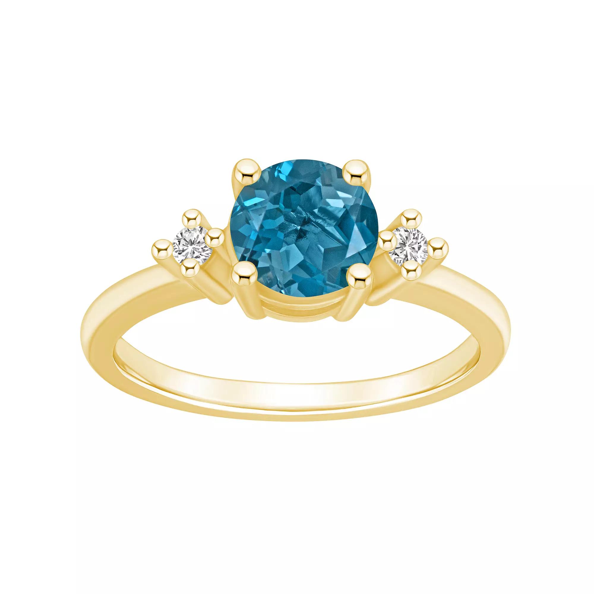 Alyson Layne 14k Gold Round London Blue Topaz & Diamond Accent Ring, Women's, Size: 9 Product Image