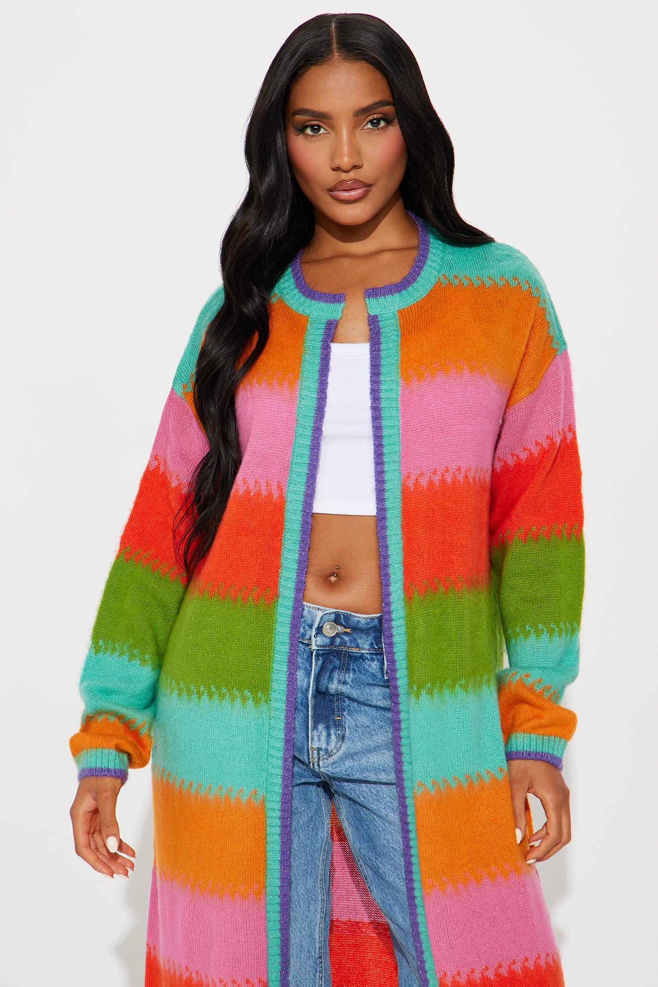 Poppy Striped Long Cardigan - Multi Color Product Image