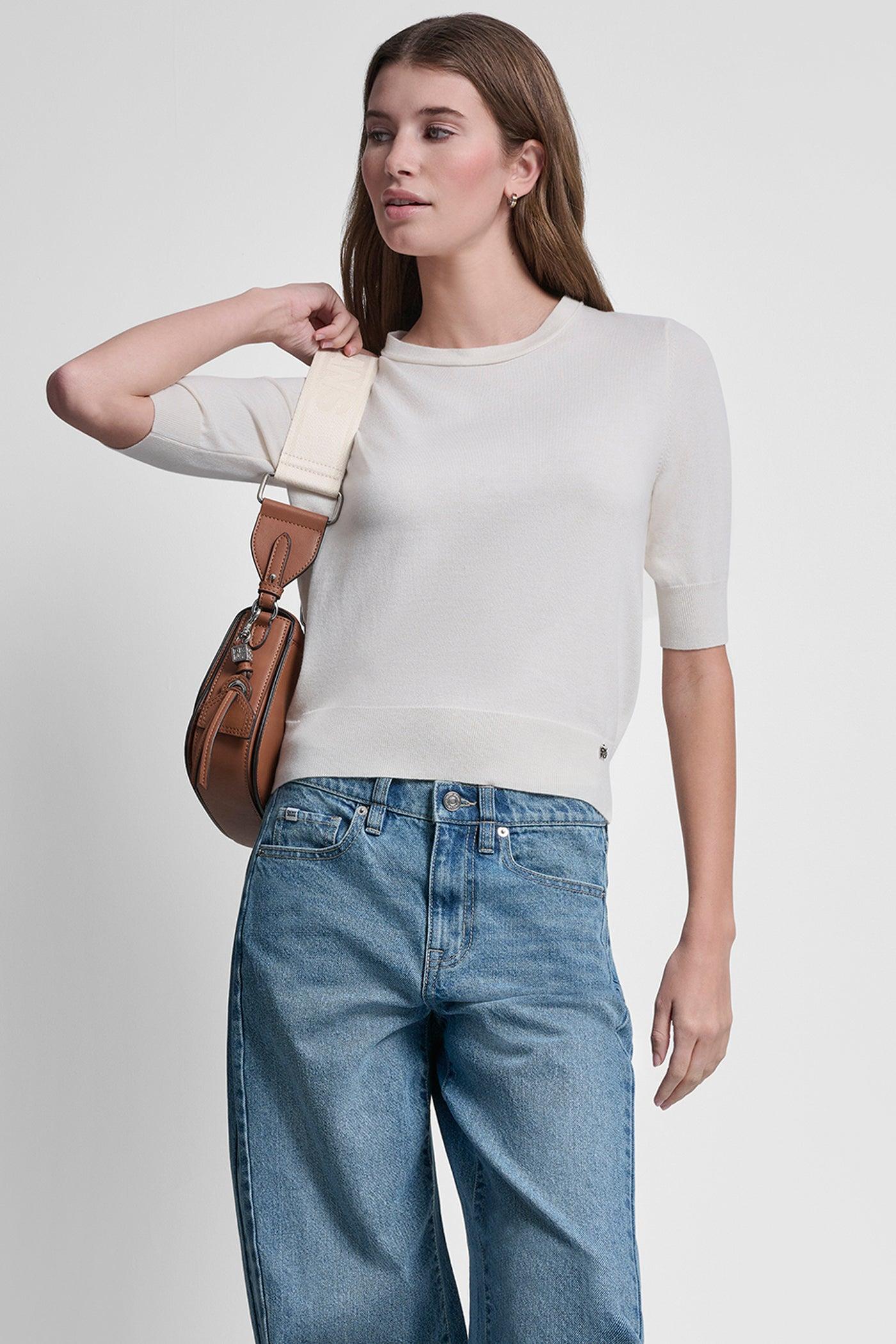 ELBOW SLEEVE CREW NECK SWEATER Product Image