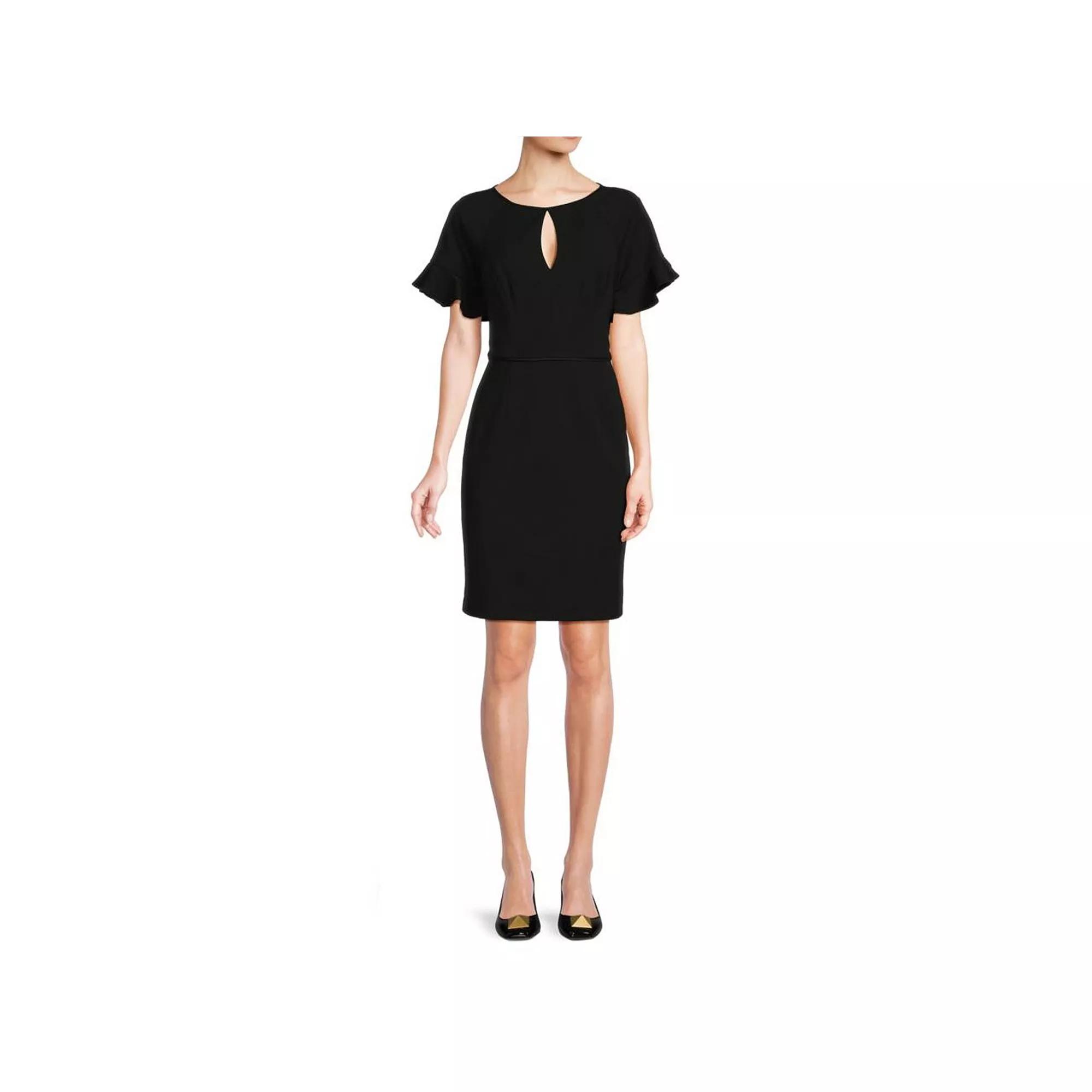 Women's Focus By Shani Knit Keyhole Flutter Sleeve Sheath Dress,  Product Image